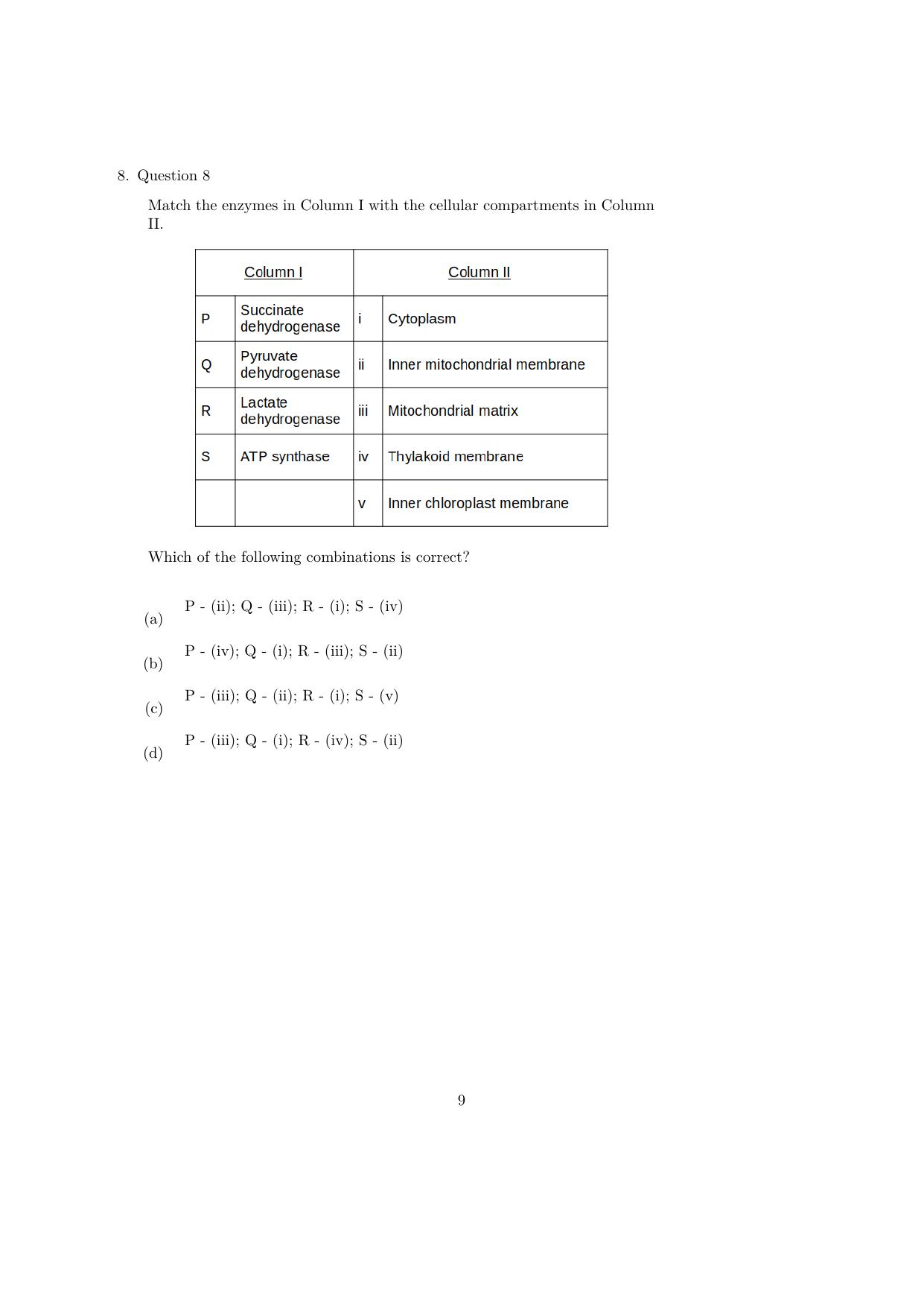IISER Aptitude Test 2024 Answer Key - Page 10