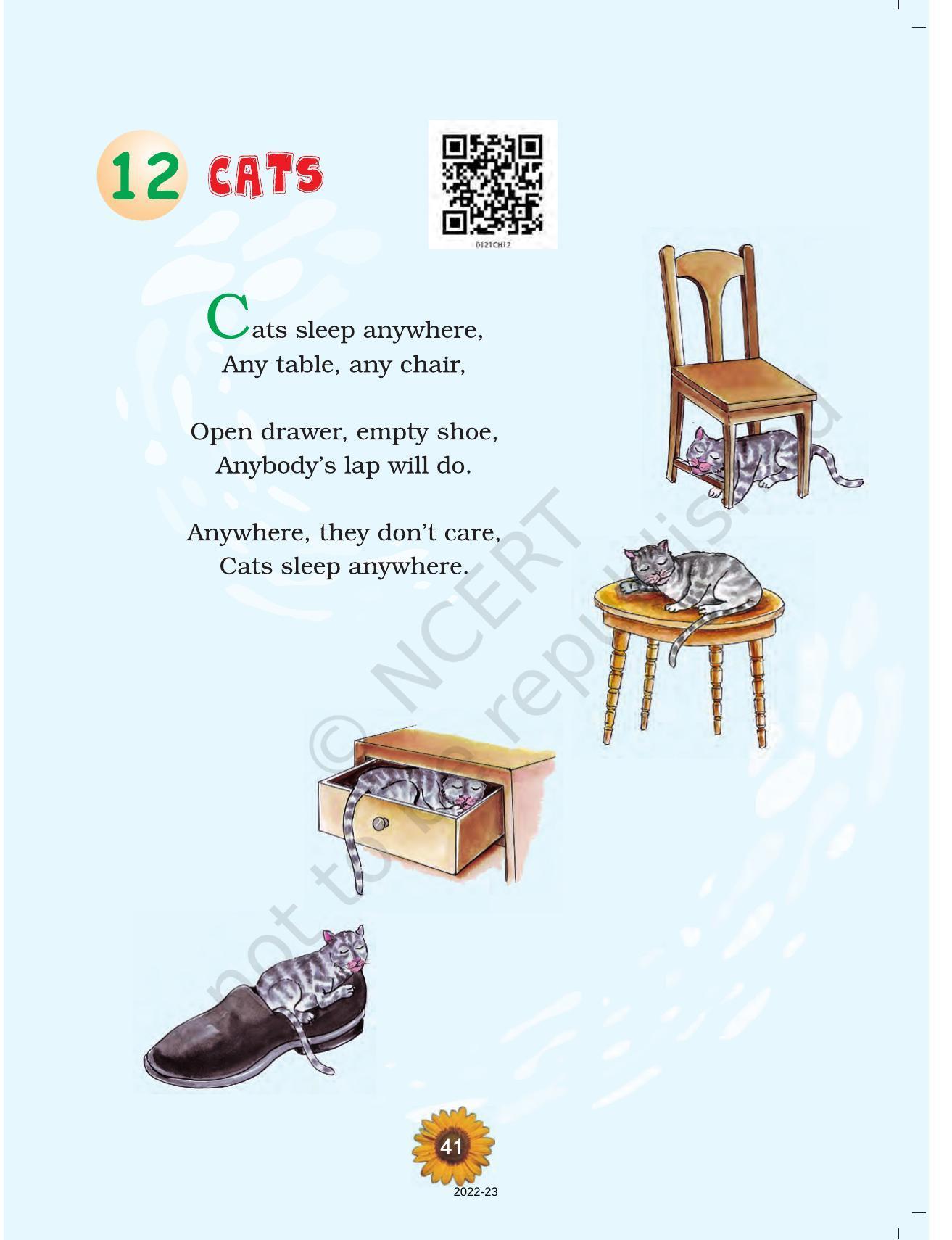 NCERT Book for Class 1 English (Raindrop):Unit 12-Cats - Page 1