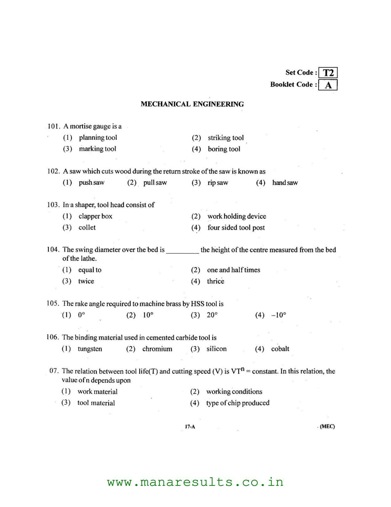 AP ECET 2016 Mechanical Engineering Old Previous Question Papers - Page 16