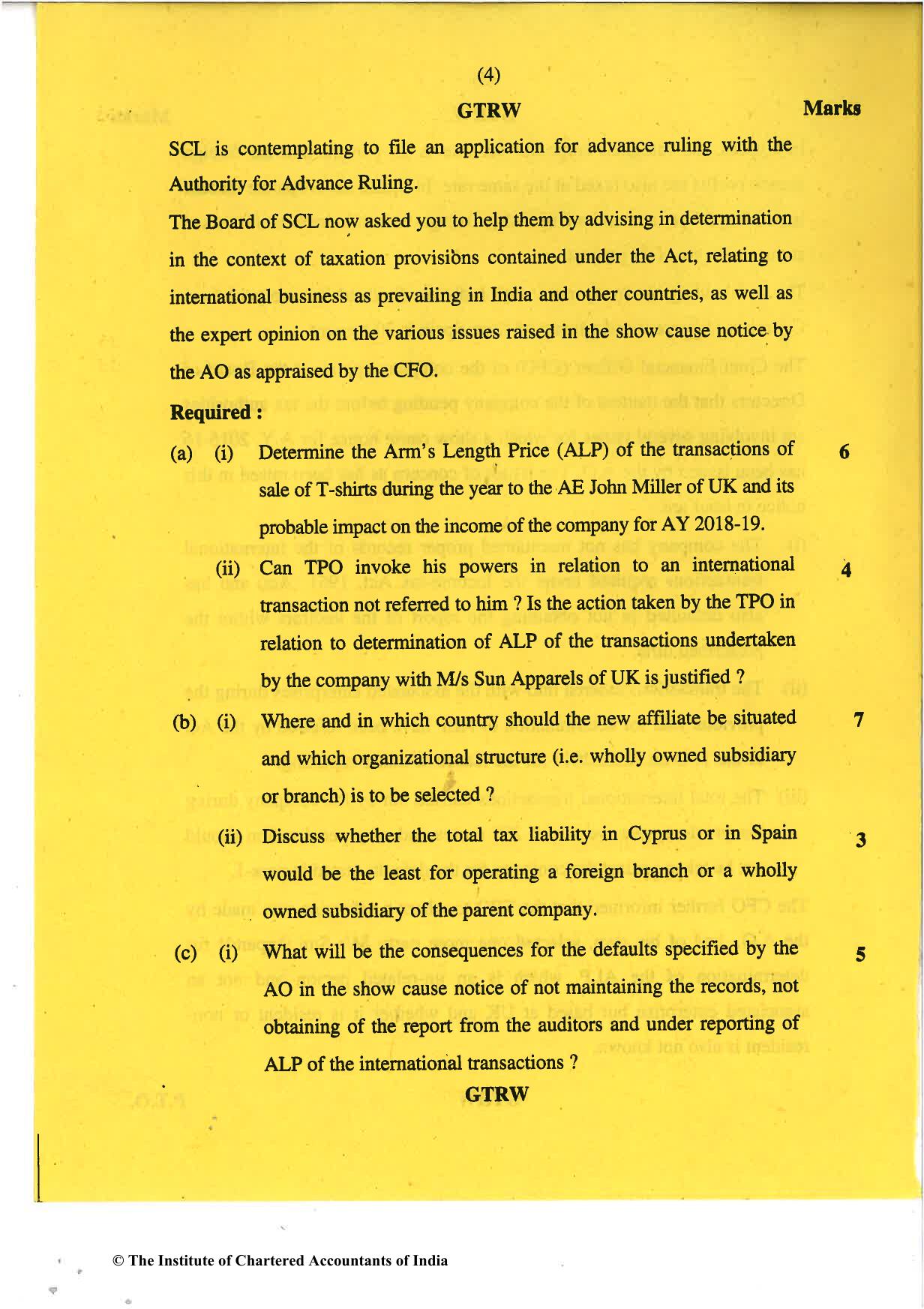 CA Final May 2018 Question Paper - Paper 6C – International Taxation - Page 4