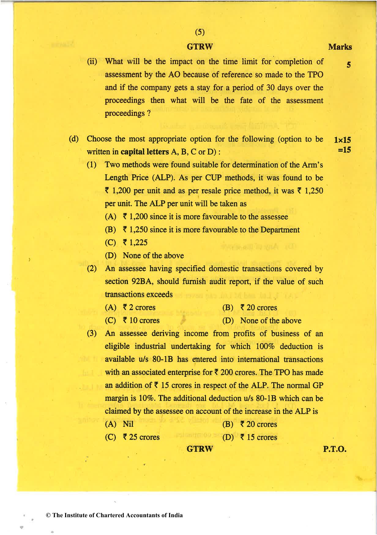 CA Final May 2018 Question Paper - Paper 6C – International Taxation - Page 5