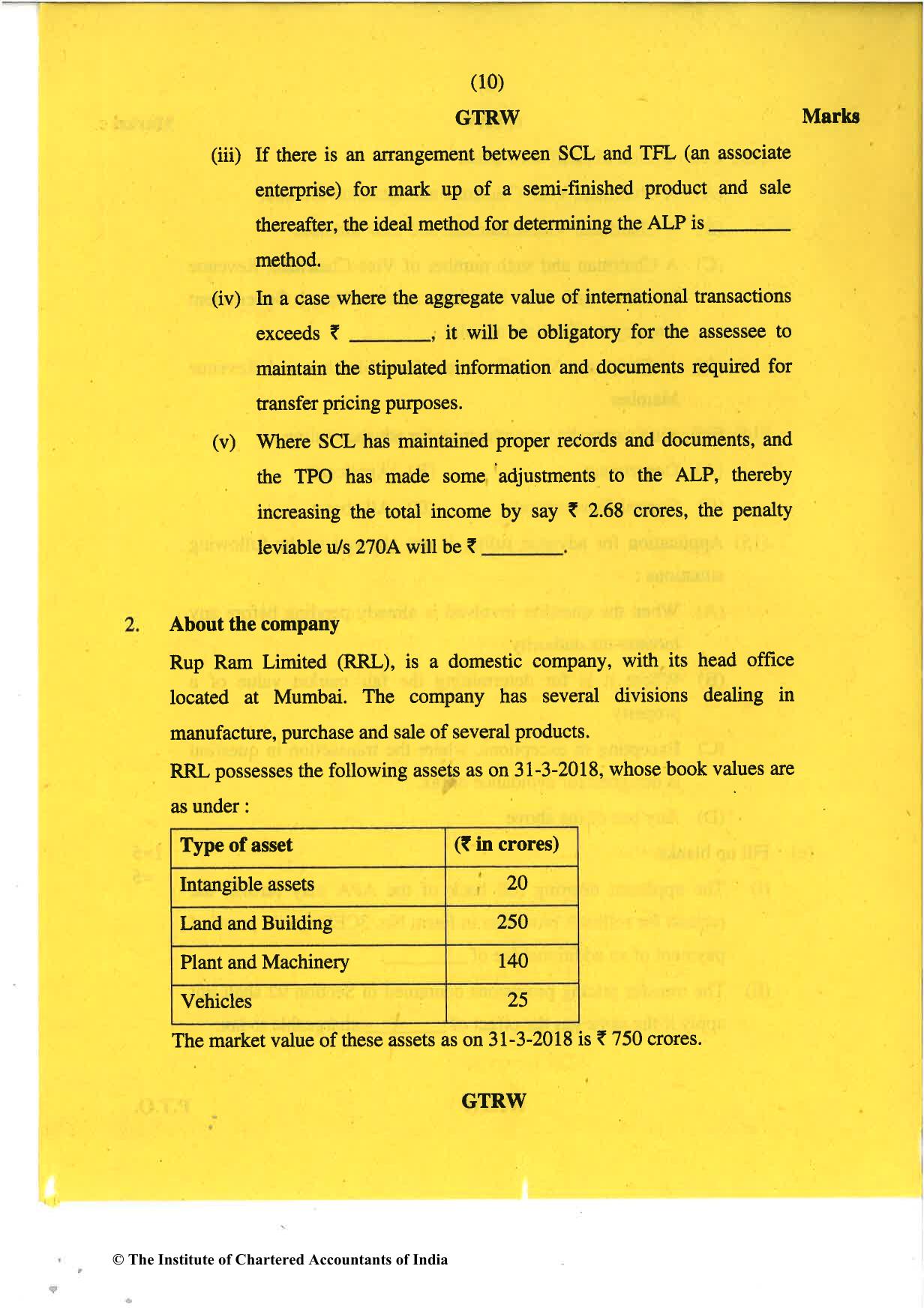 CA Final May 2018 Question Paper - Paper 6C – International Taxation - Page 10