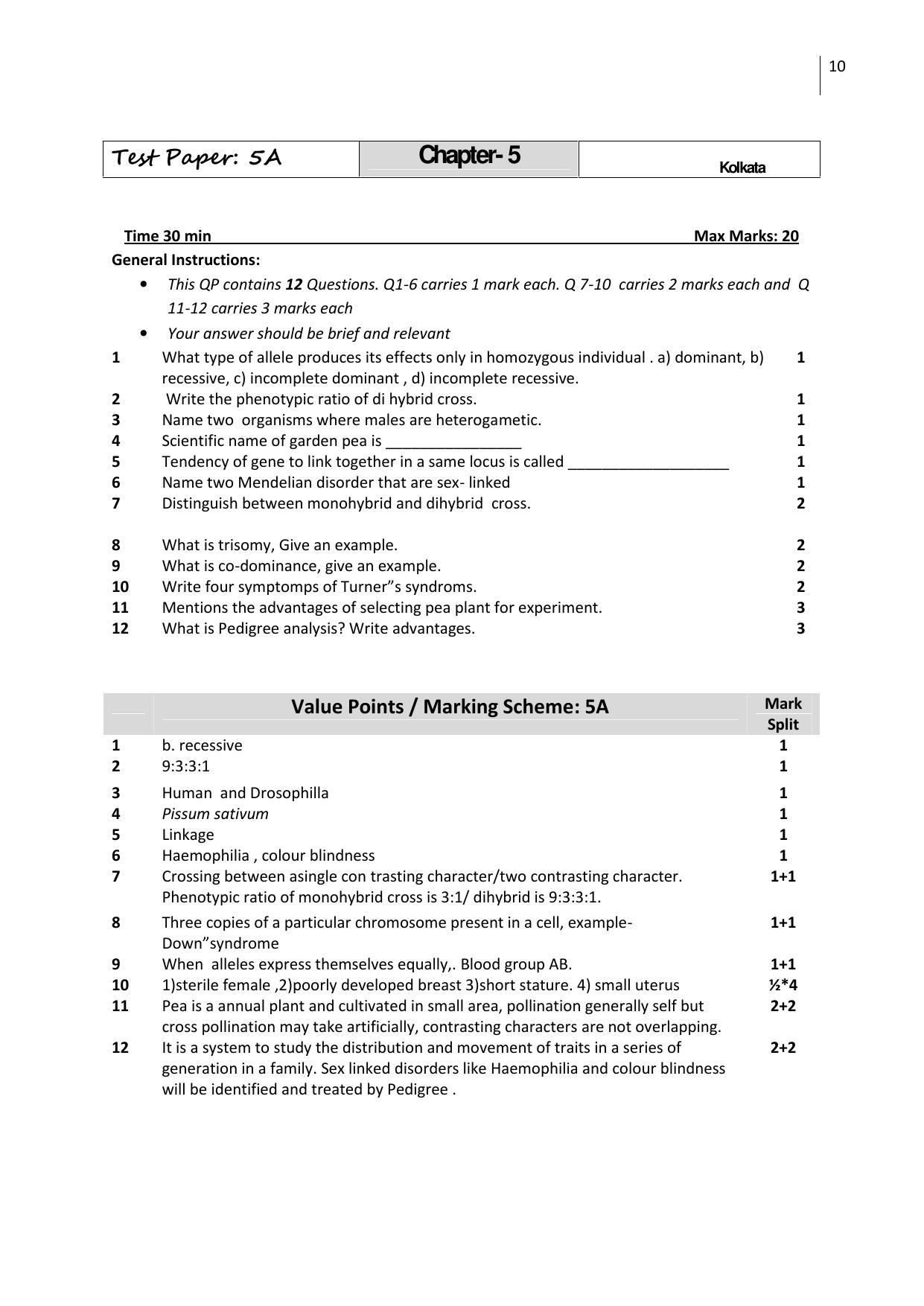 Free Printable CBSE Class 12 Biology All Chapters Worksheets - Page 10