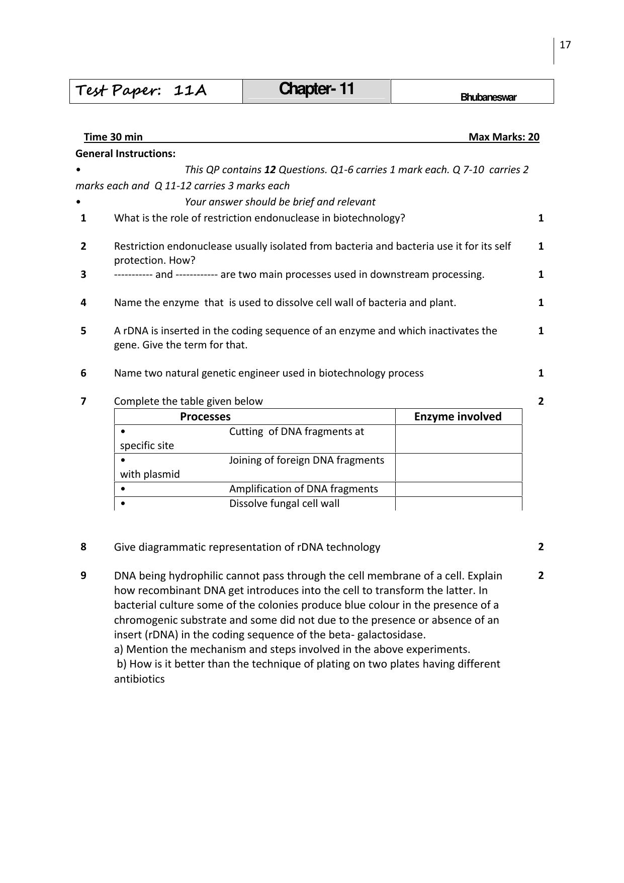 Free Printable CBSE Class 12 Biology All Chapters Worksheets - Page 17