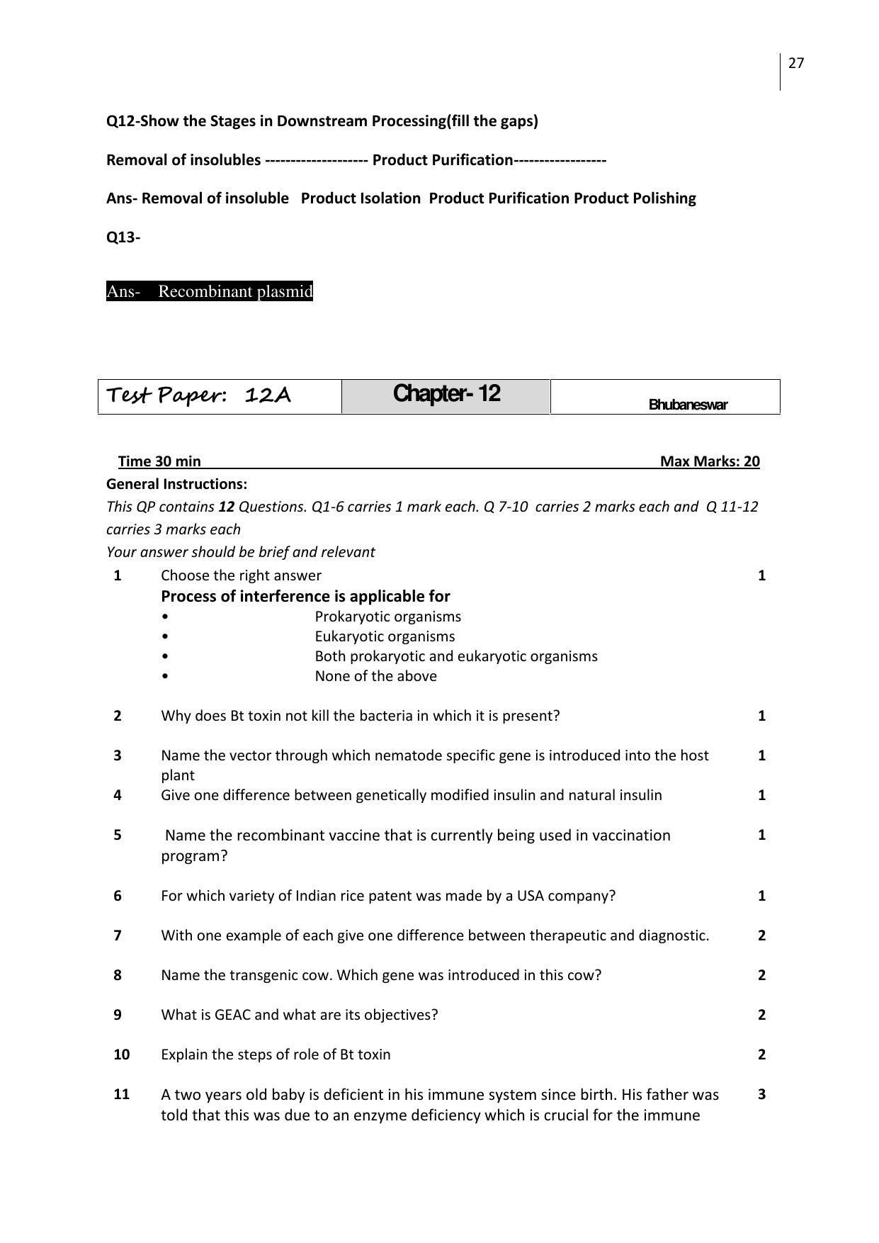 Free Printable CBSE Class 12 Biology All Chapters Worksheets - Page 27