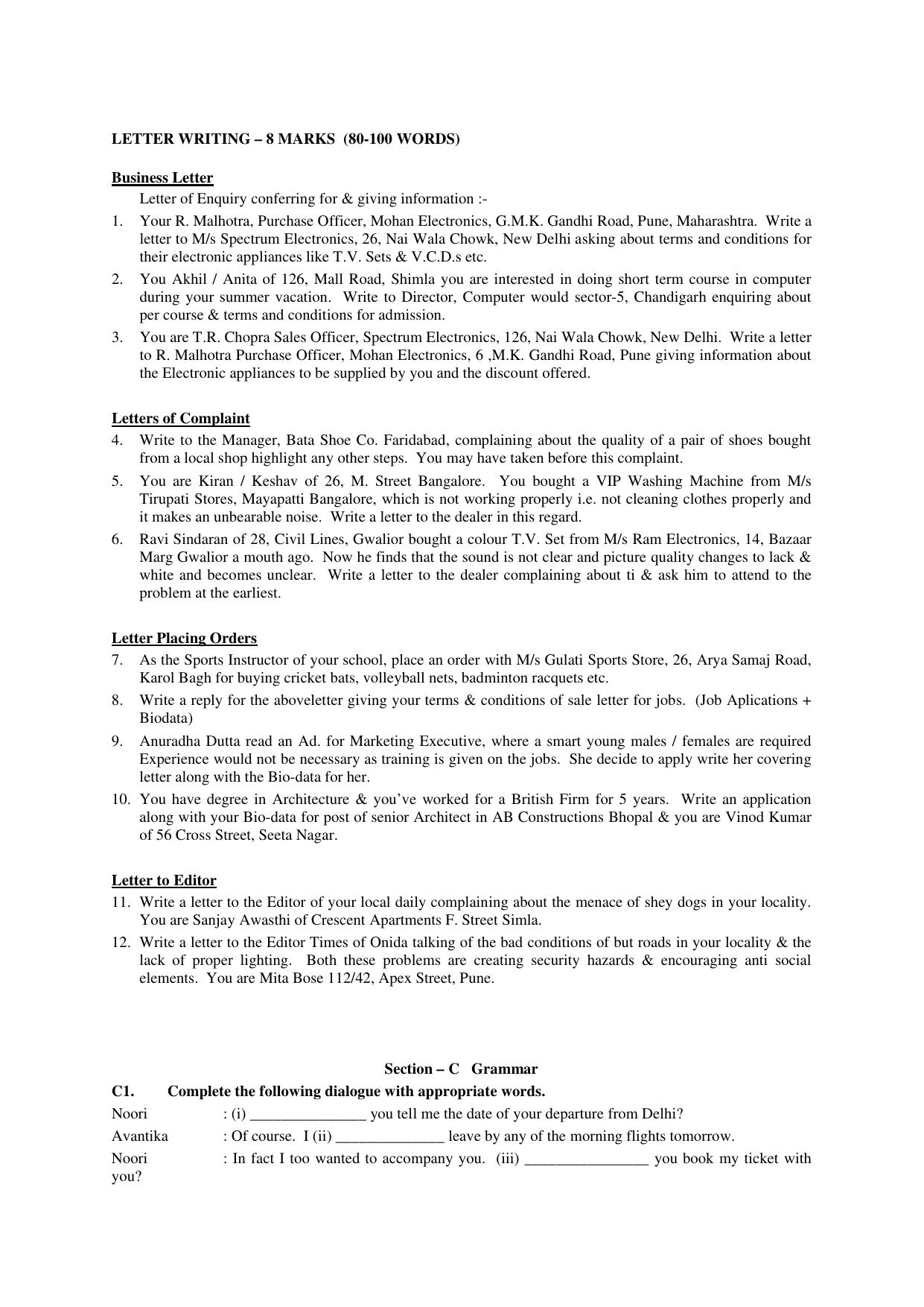 CBSE Worksheets for Class 11 English Assignment 4 - Page 5