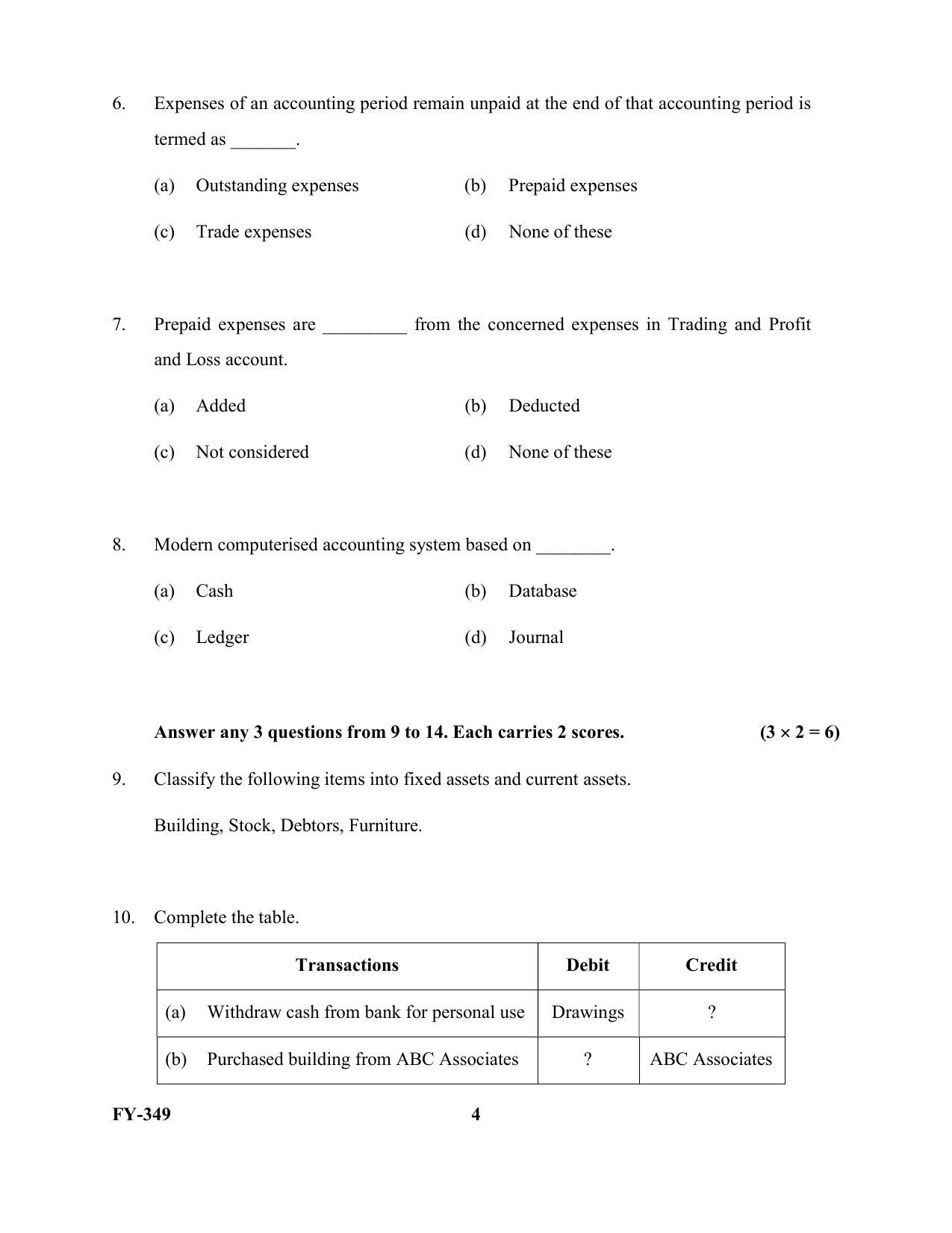 Kerala Plus One 2021 Accountancy with AFS Question Papers (Model) - Page 4