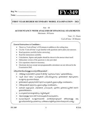 Kerala Plus One 2021 Accountancy with AFS Question Papers (Model)