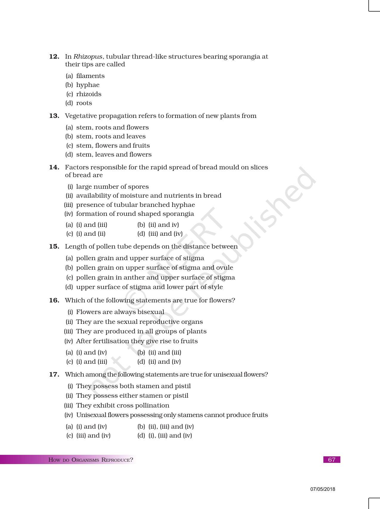 NCERT Exemplar Book For Class 10 Science Chapter 8 How Do Organisms ...