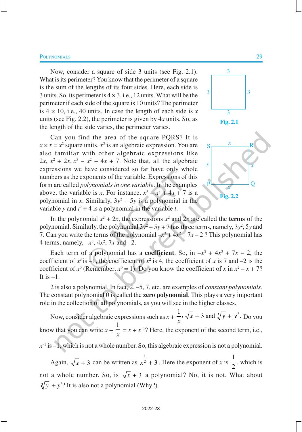 NCERT Book for Class 9 Maths Chapter 2 Polynomials - Page 2