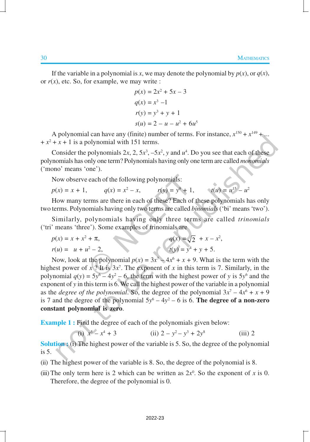 NCERT Book for Class 9 Maths Chapter 2 Polynomials - Page 3