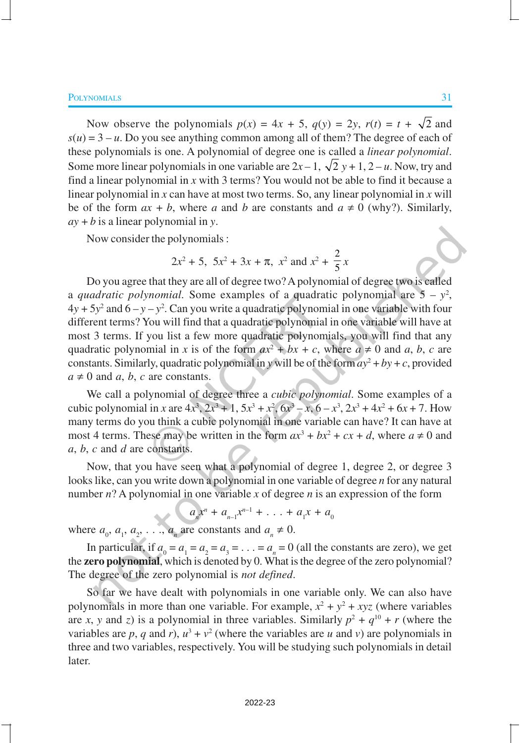 NCERT Book for Class 9 Maths Chapter 2 Polynomials - Page 4