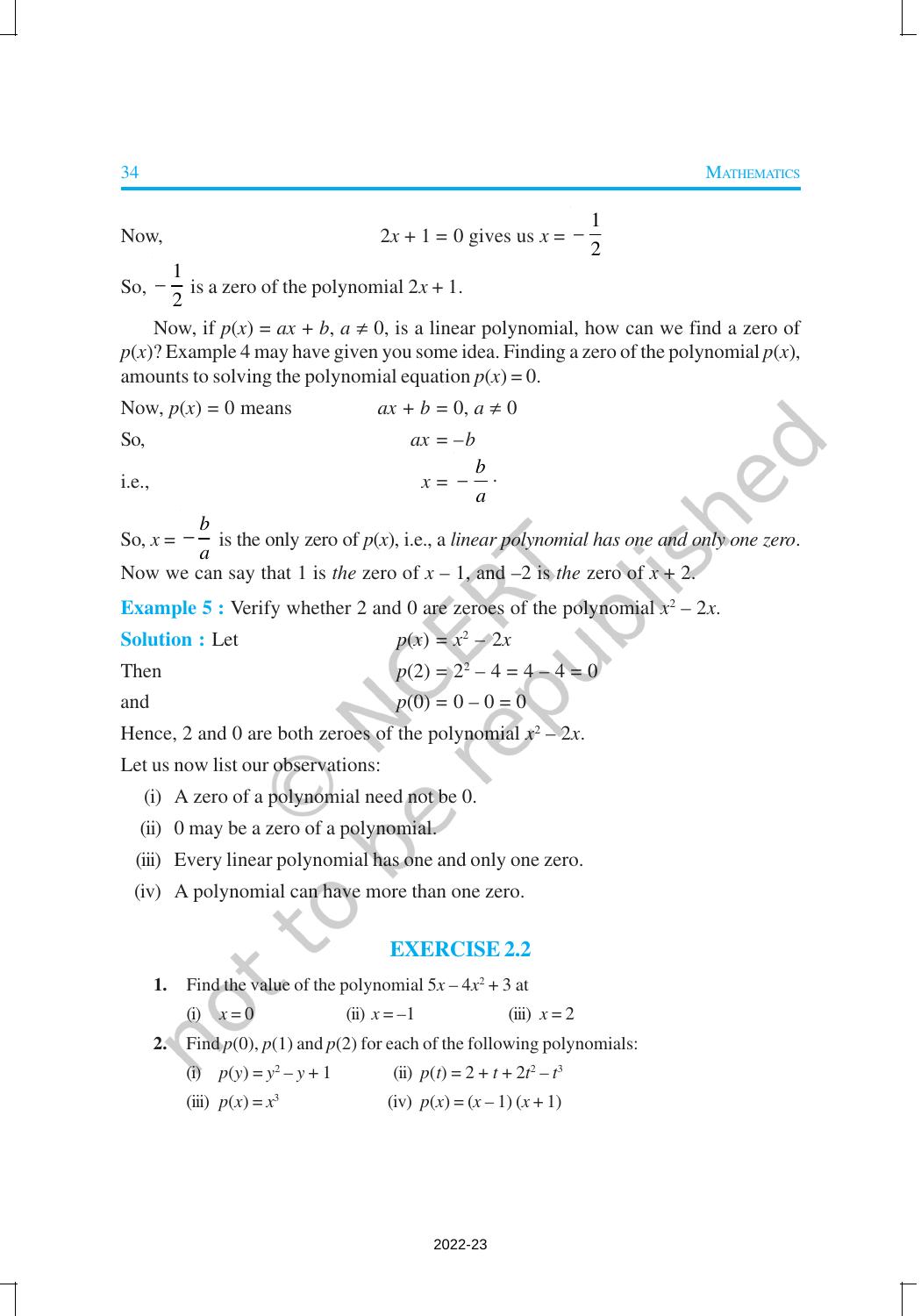 NCERT Book for Class 9 Maths Chapter 2 Polynomials - Page 7