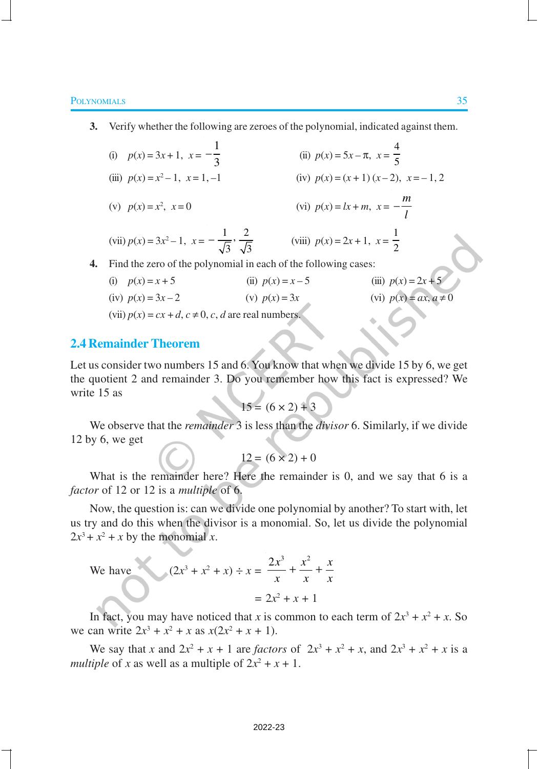 NCERT Book for Class 9 Maths Chapter 2 Polynomials - Page 8