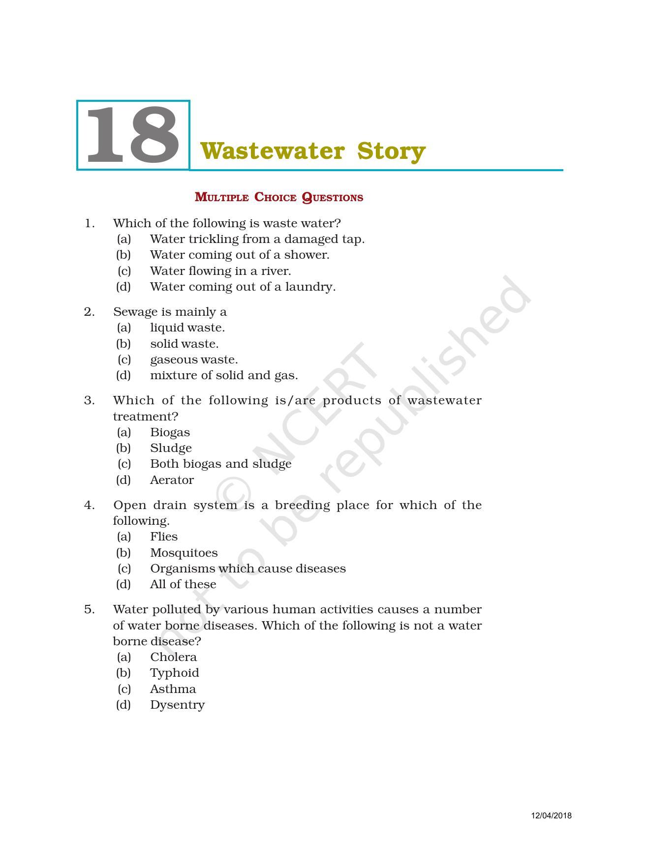 NCERT Exemplar Book For Class 7 Science Chapter 18-Wastewater Story