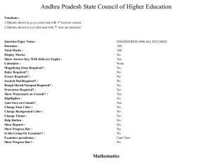 AP EAPCET 2022 - July 4, 2022 Shift 2 - Master Engineering Question Paper With Preliminary Keys