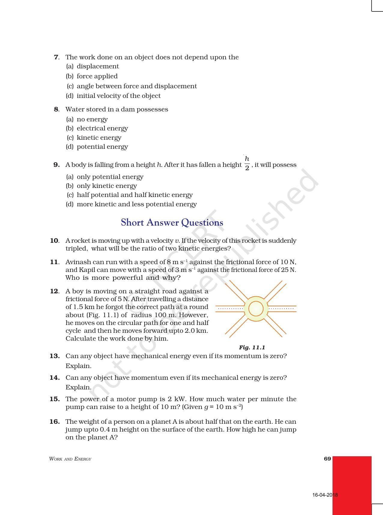 NCERT Exemplar Book for Class 9 Science: Chapter 11 Work and Energy - Page 2