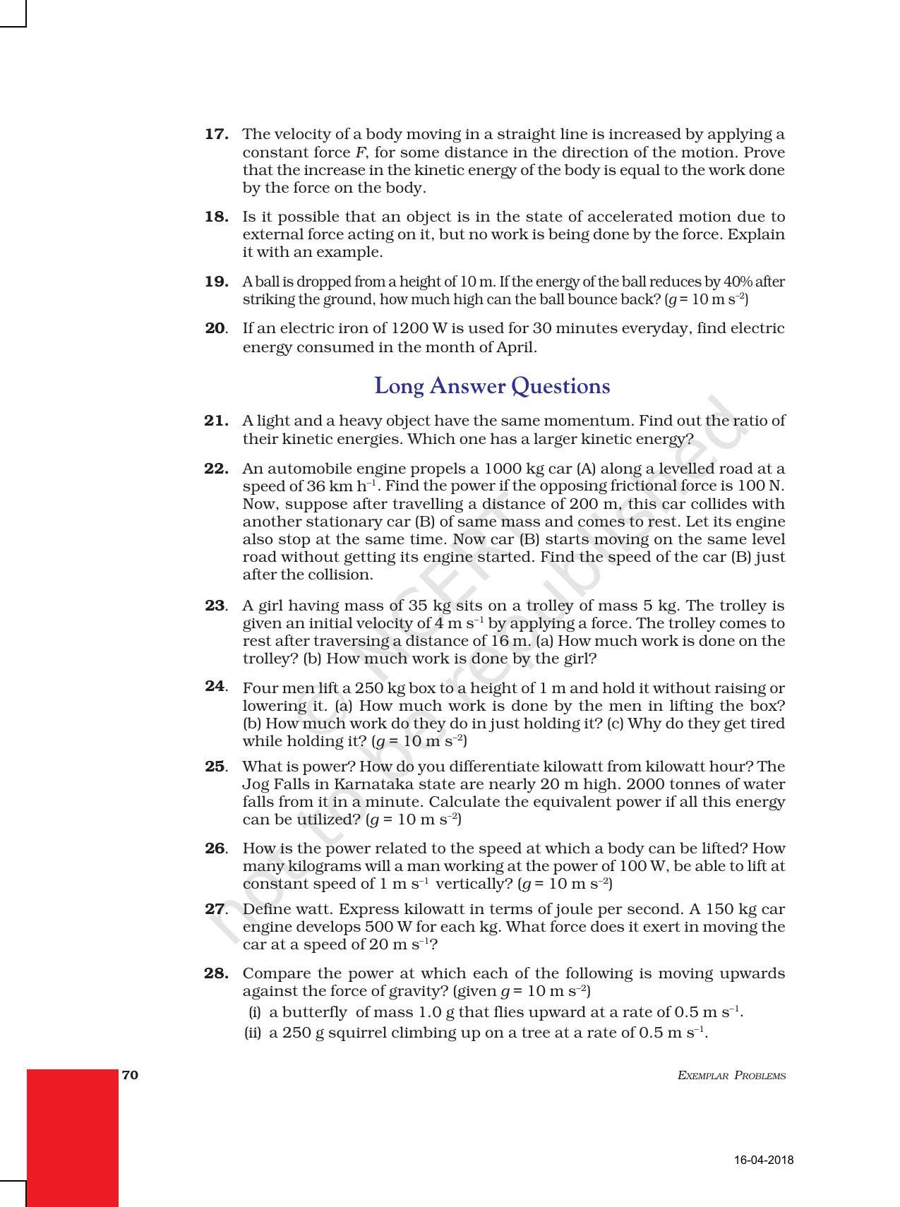 NCERT Exemplar Book for Class 9 Science: Chapter 11 Work and Energy - Page 3