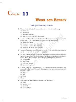 NCERT Exemplar Book for Class 9 Science: Chapter 11 Work and Energy