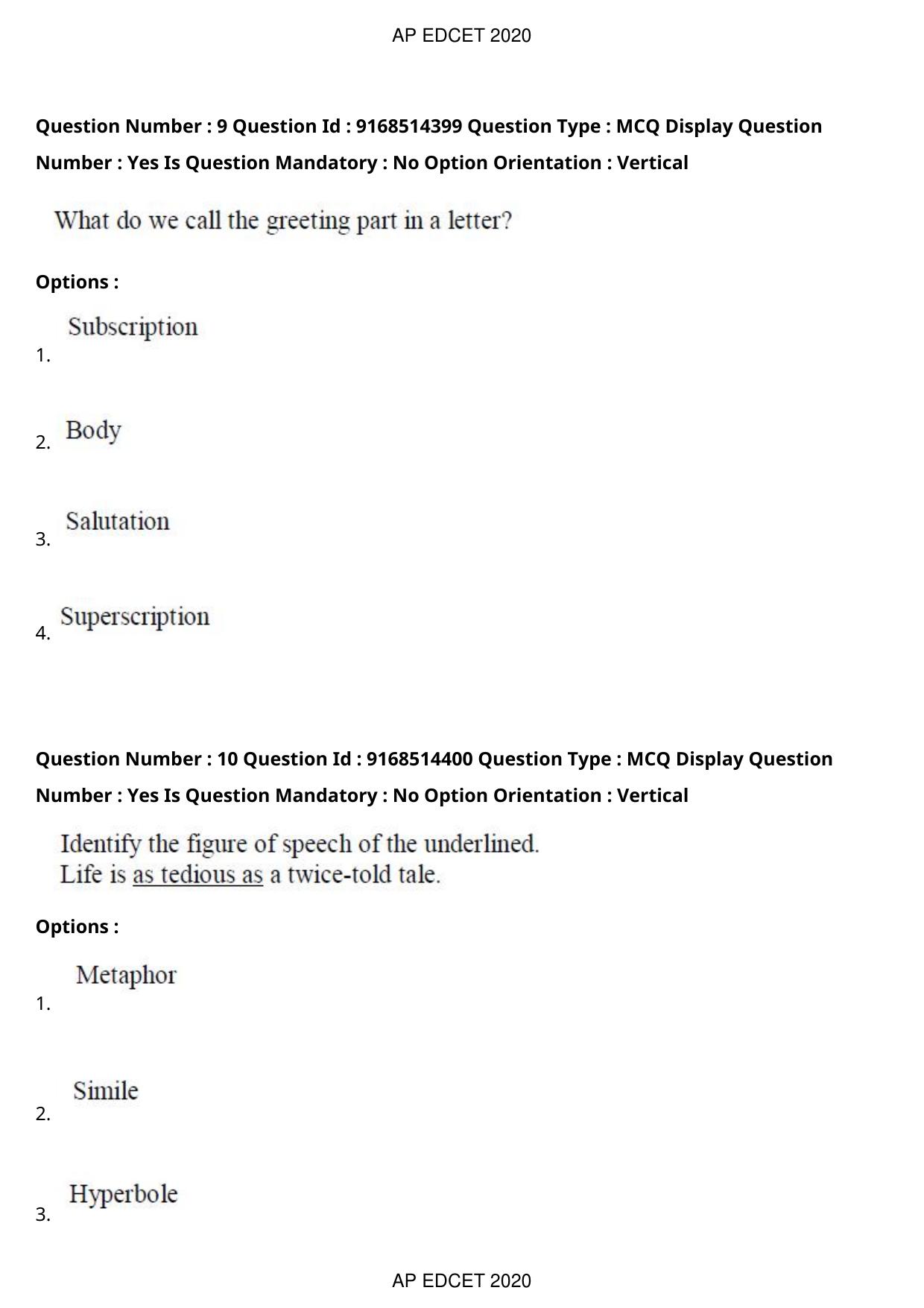 AP EDCET 2020 English Question Paper - Page 8