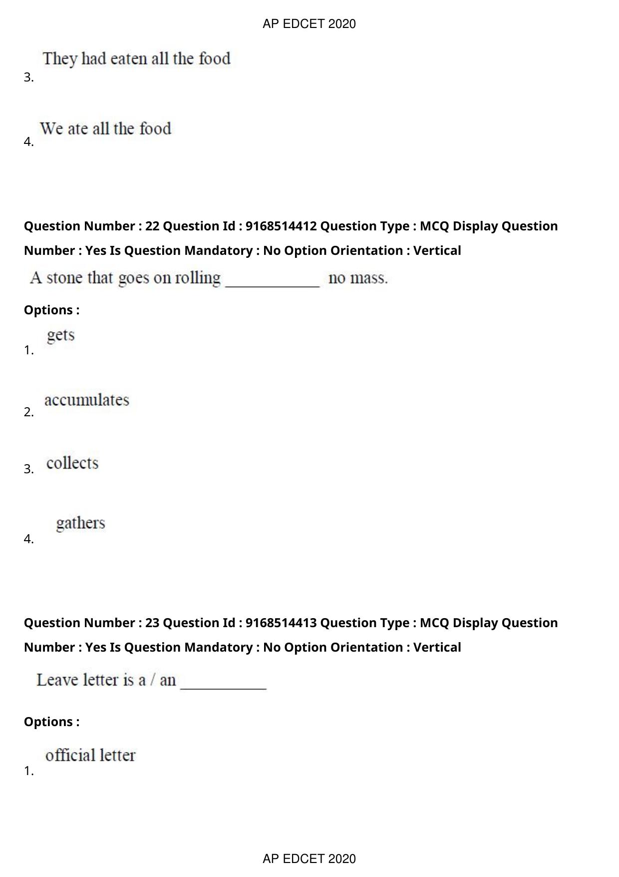 AP EDCET 2020 English Question Paper - Page 15