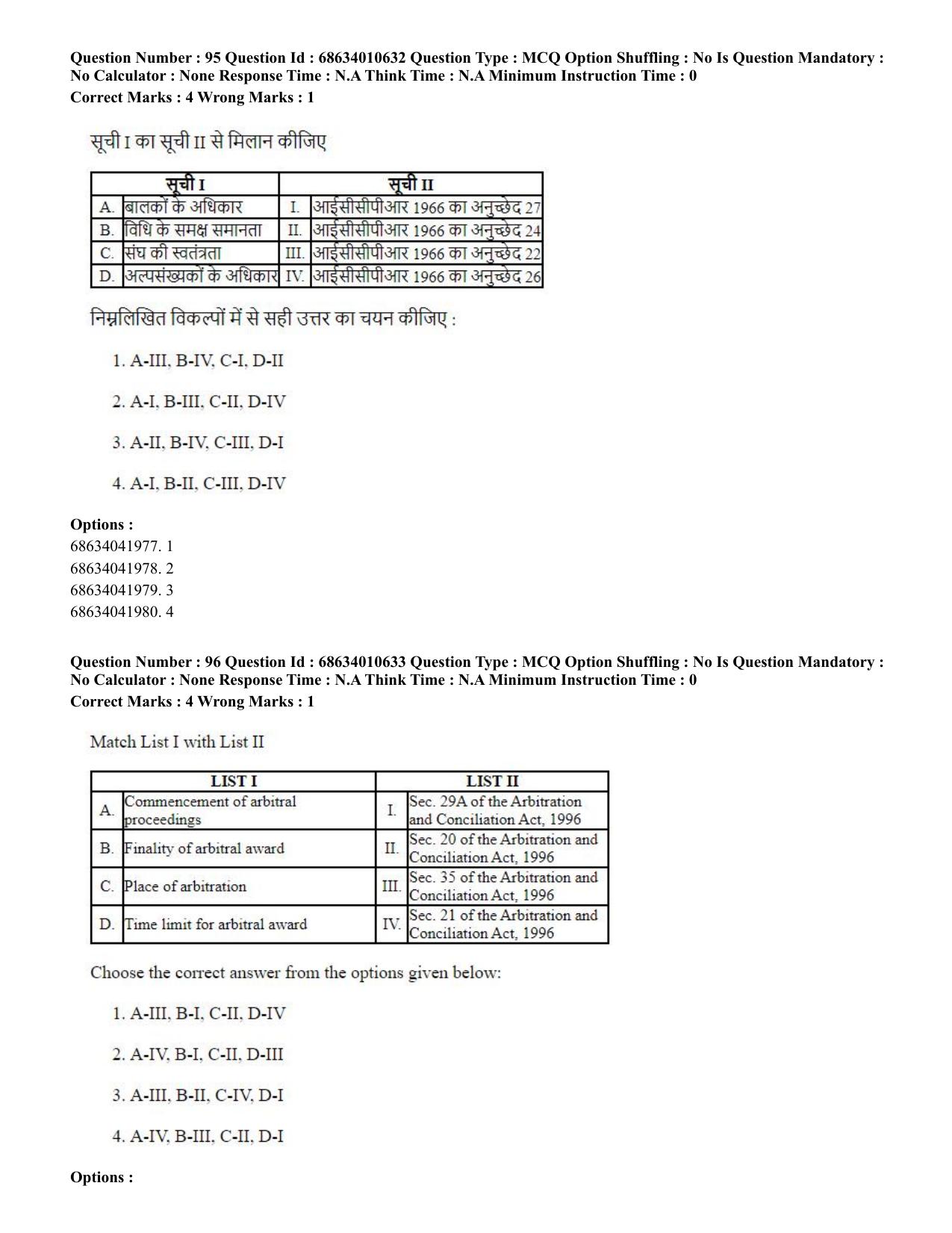 CUET PG 2023:COQP14 – LLM (Hindi)-Shift 1 (09-06-2023) Question Paper - Page 92