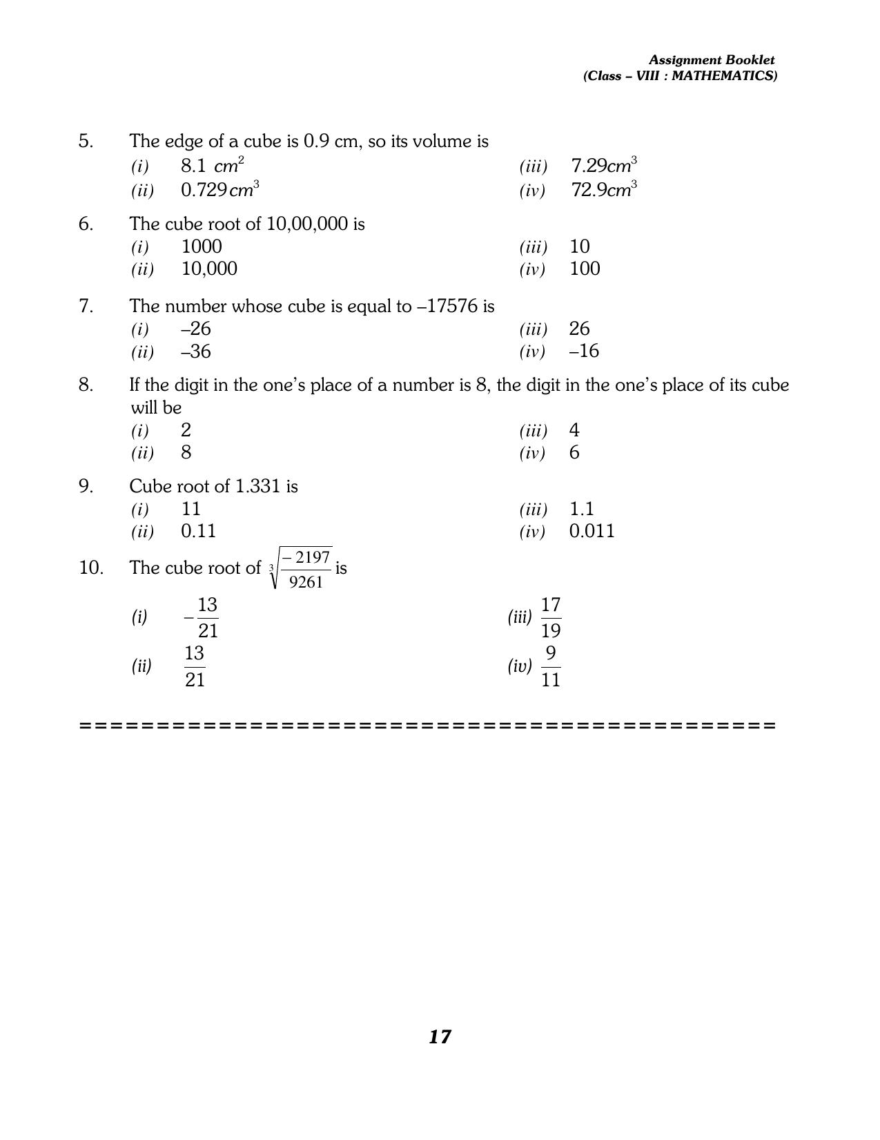 CBSE Worksheets for Class 8 Mathematics Assignment 13 - Page 7