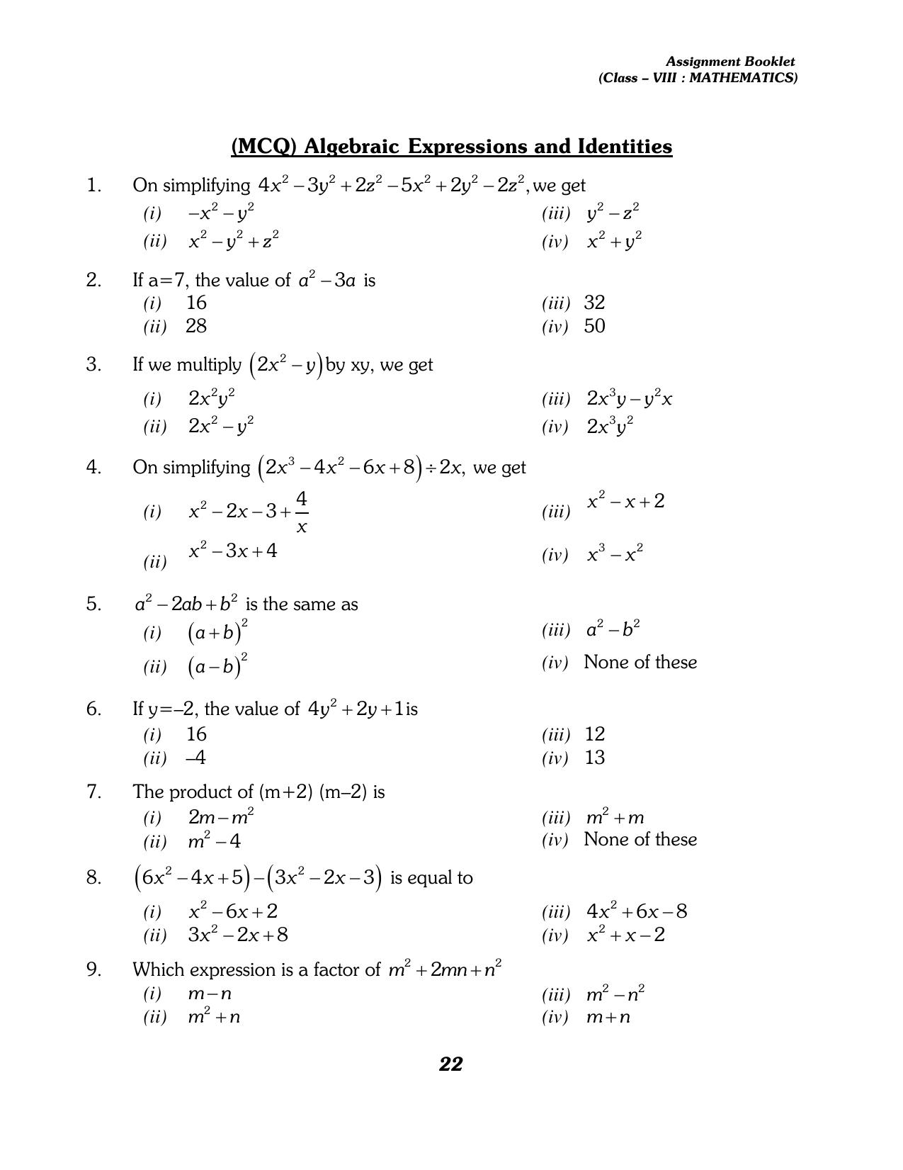CBSE Worksheets for Class 8 Mathematics Assignment 13 - Page 12