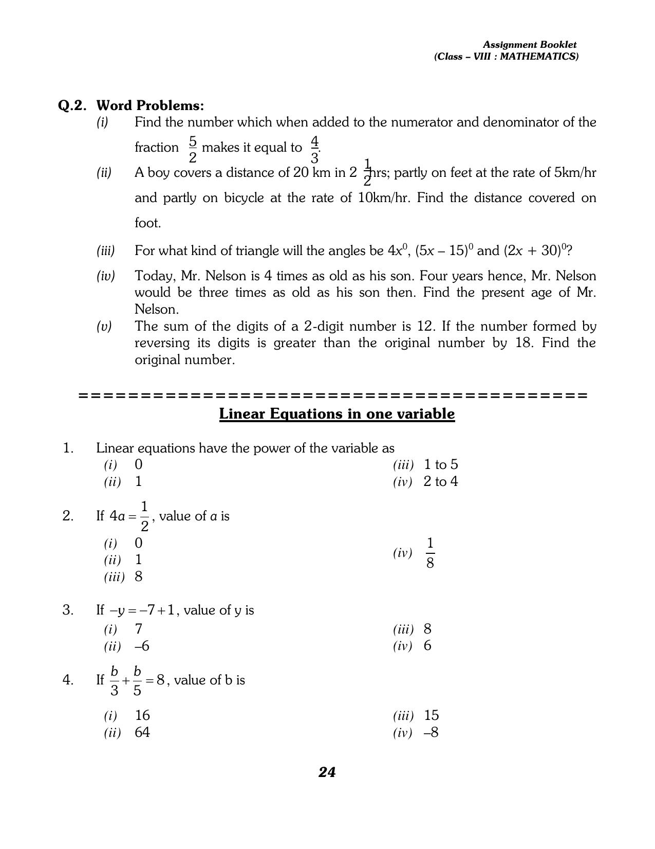 CBSE Worksheets for Class 8 Mathematics Assignment 13 - Page 14