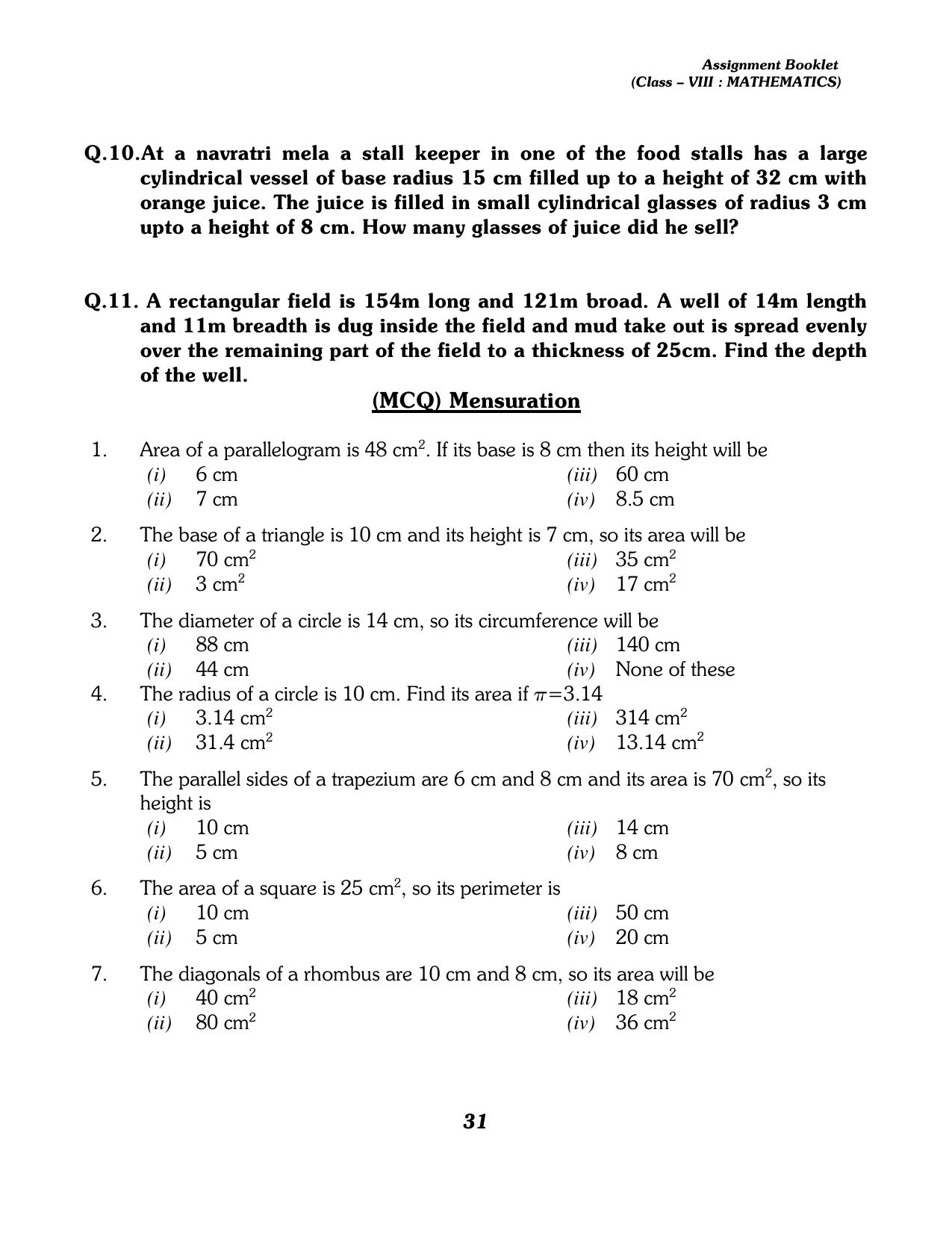 CBSE Worksheets for Class 8 Mathematics Assignment 13 - Page 21