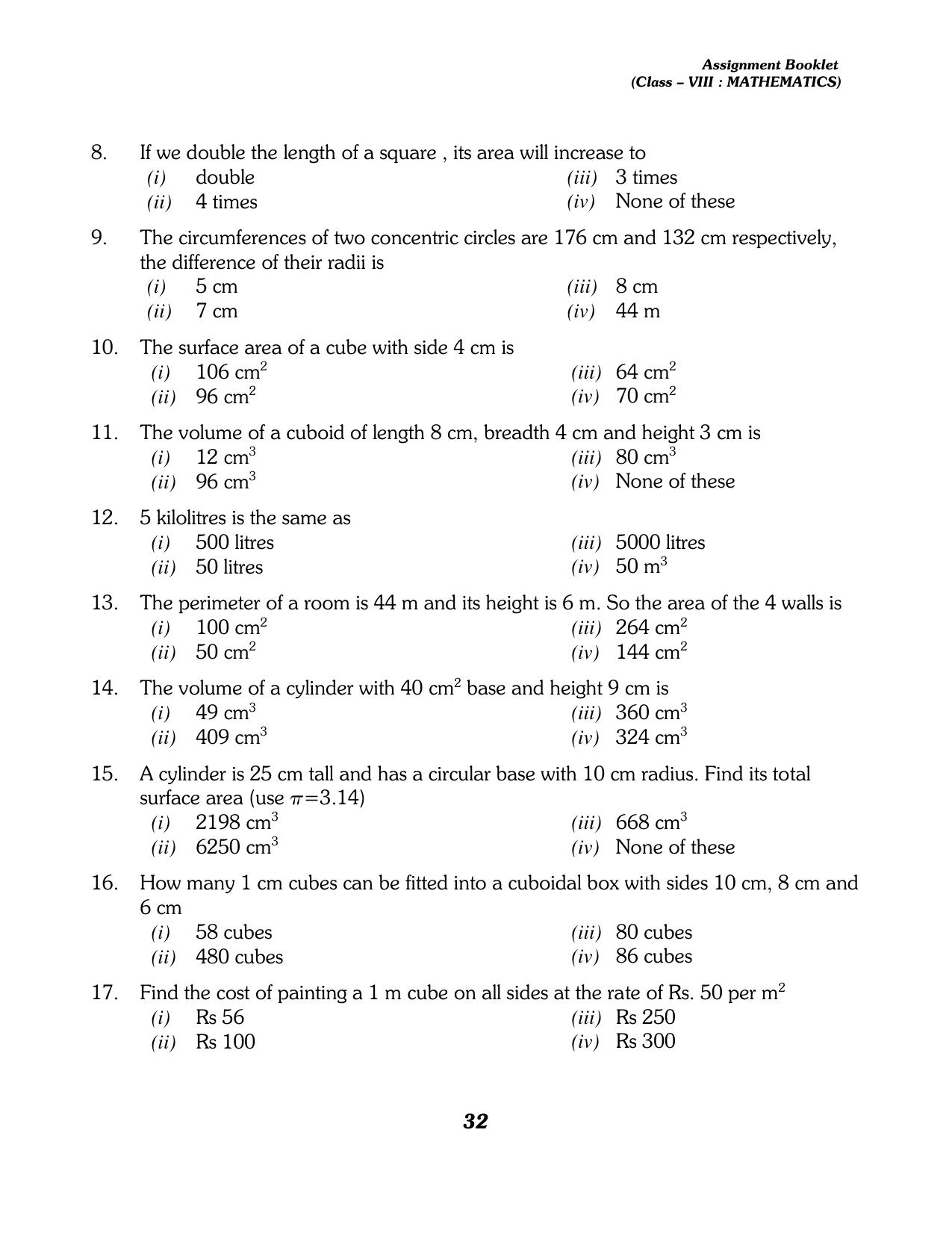 CBSE Worksheets for Class 8 Mathematics Assignment 13 - Page 22