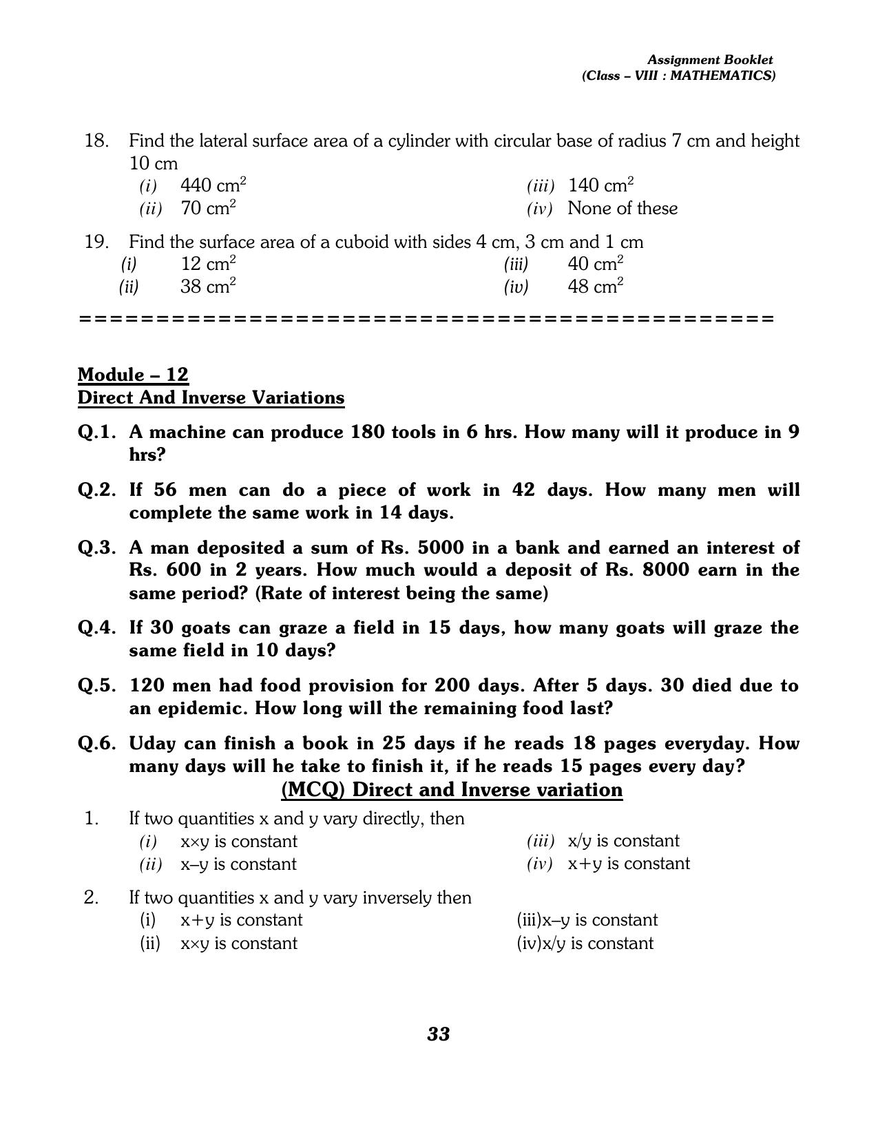 CBSE Worksheets for Class 8 Mathematics Assignment 13 - Page 23