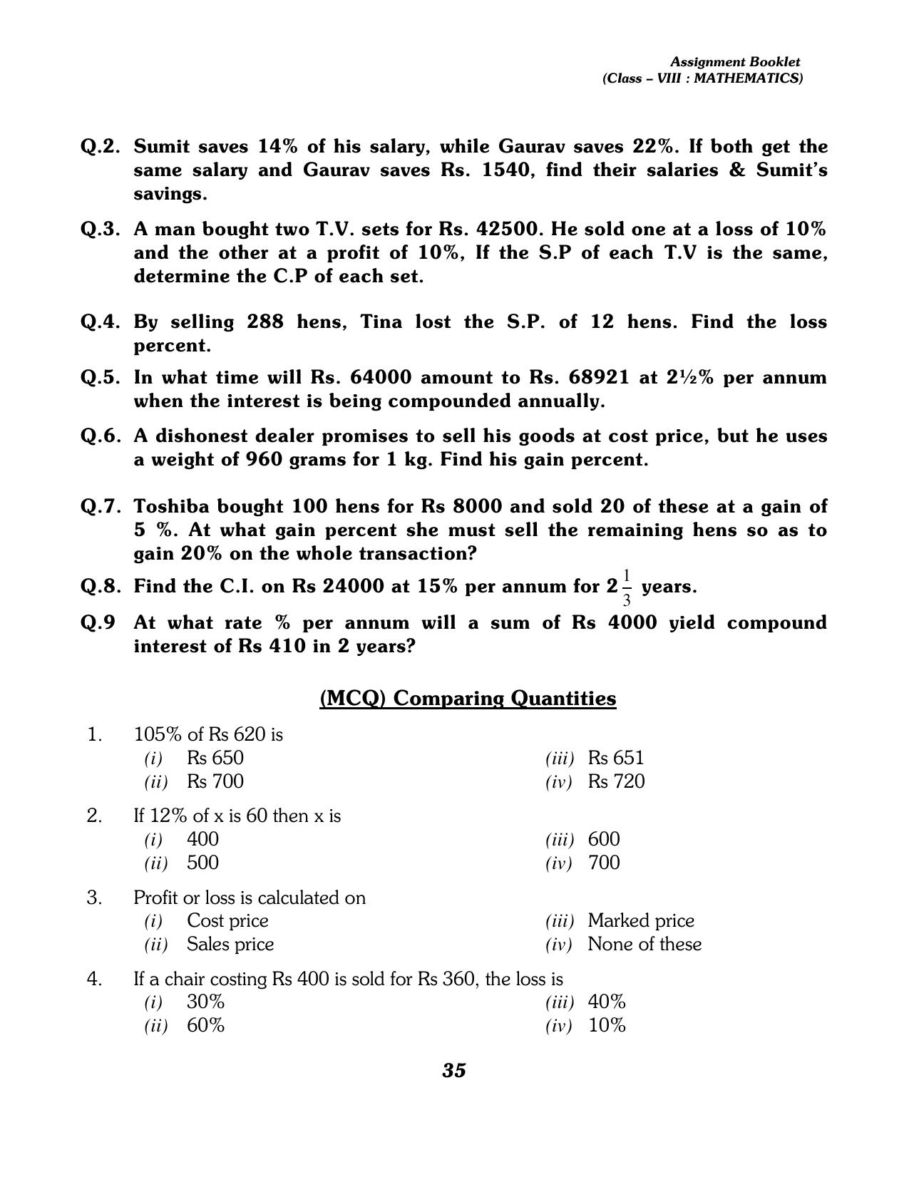 CBSE Worksheets for Class 8 Mathematics Assignment 13 - Page 25