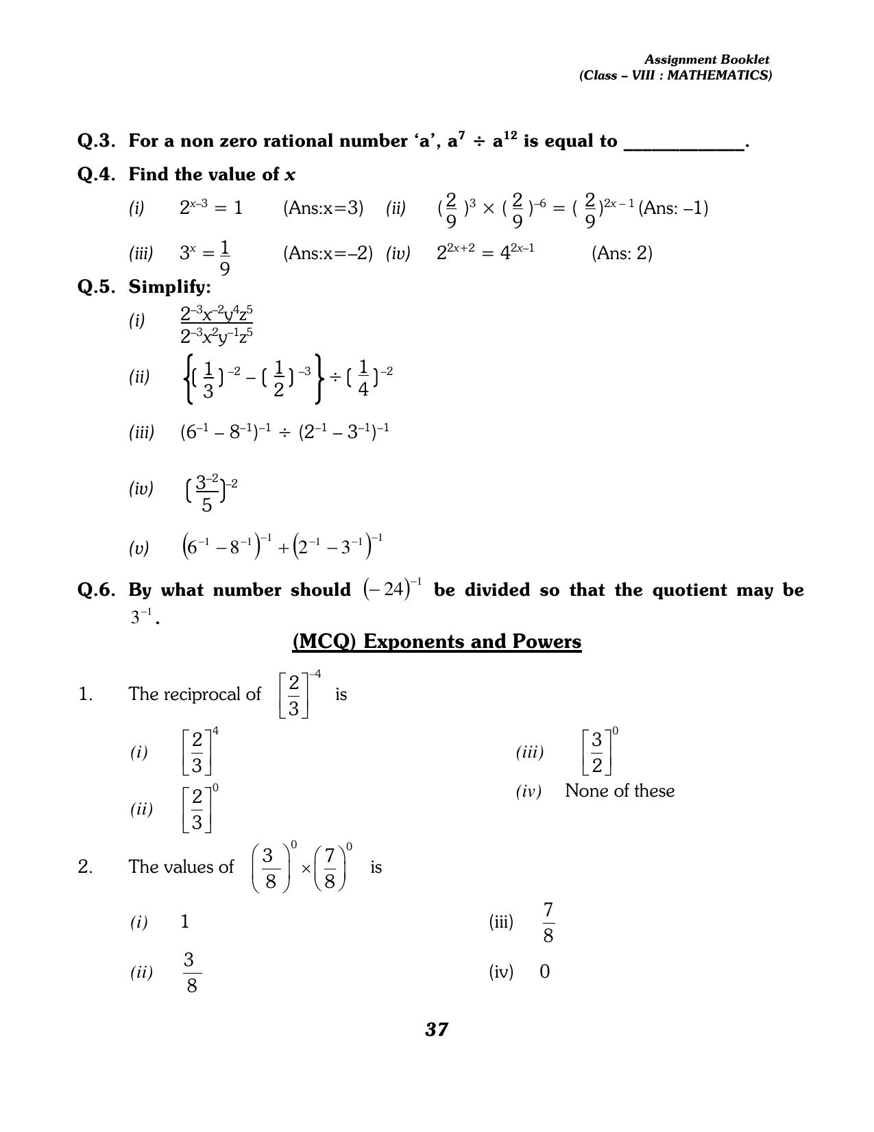 CBSE Worksheets for Class 8 Mathematics Assignment 13 - Page 27