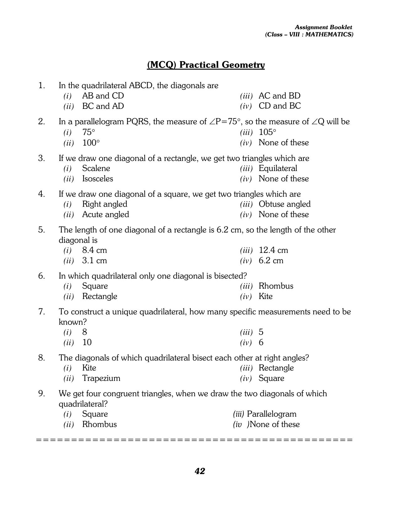 CBSE Worksheets for Class 8 Mathematics Assignment 13 - Page 32