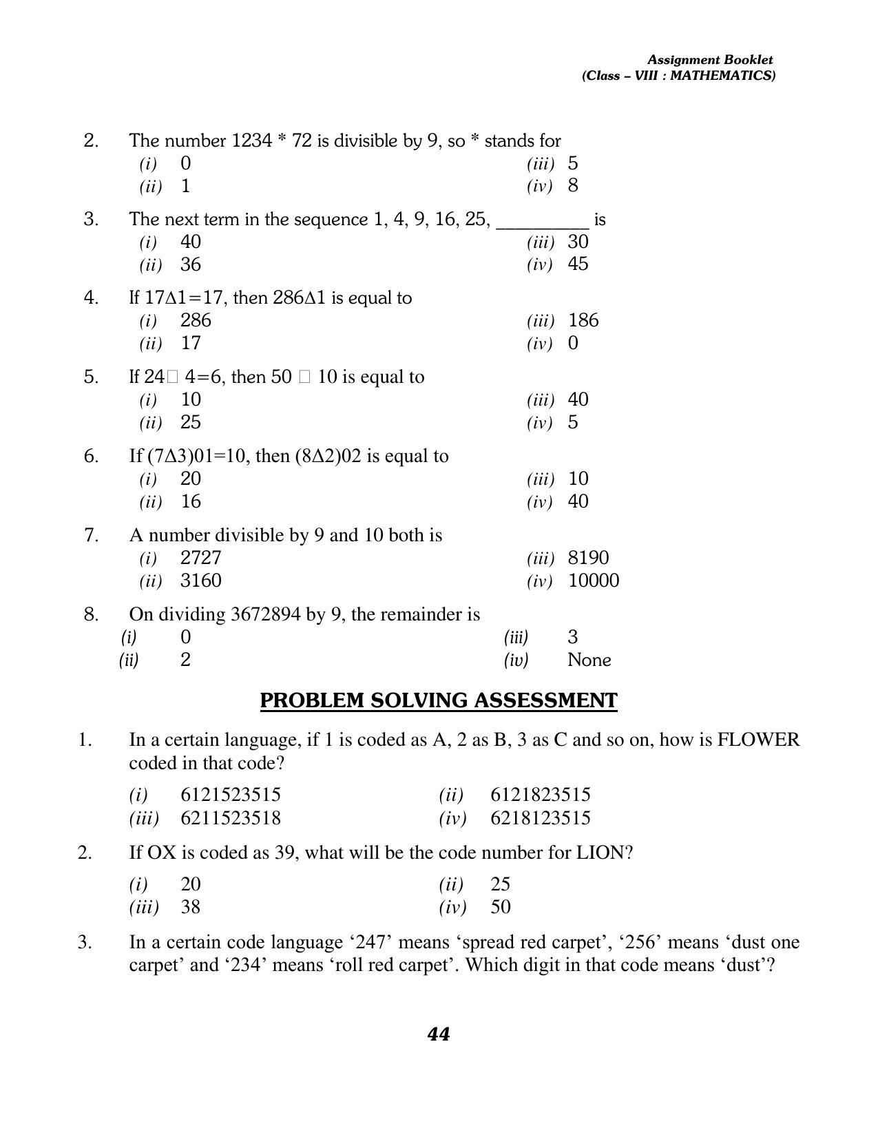 CBSE Worksheets for Class 8 Mathematics Assignment 13 - Page 34