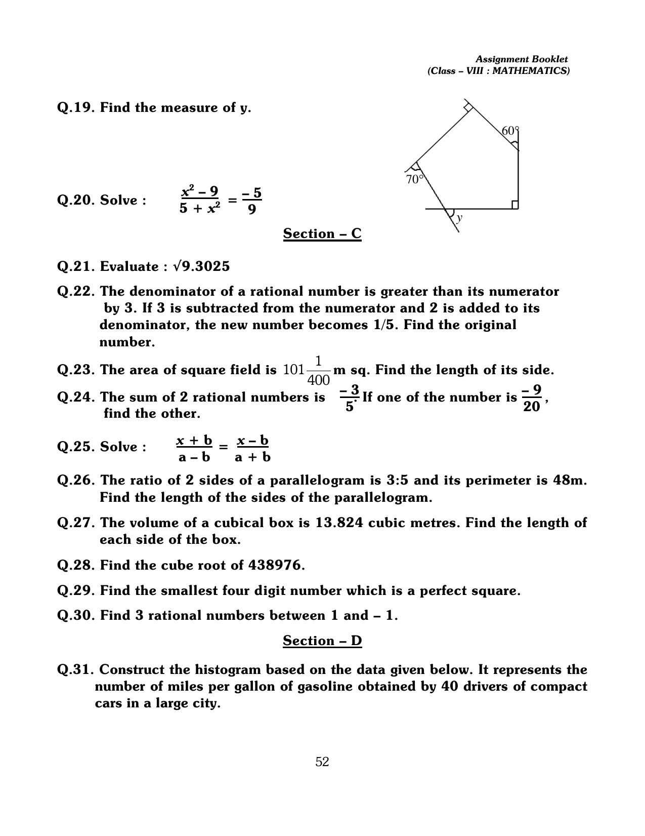 CBSE Worksheets for Class 8 Mathematics Assignment 13 - Page 42