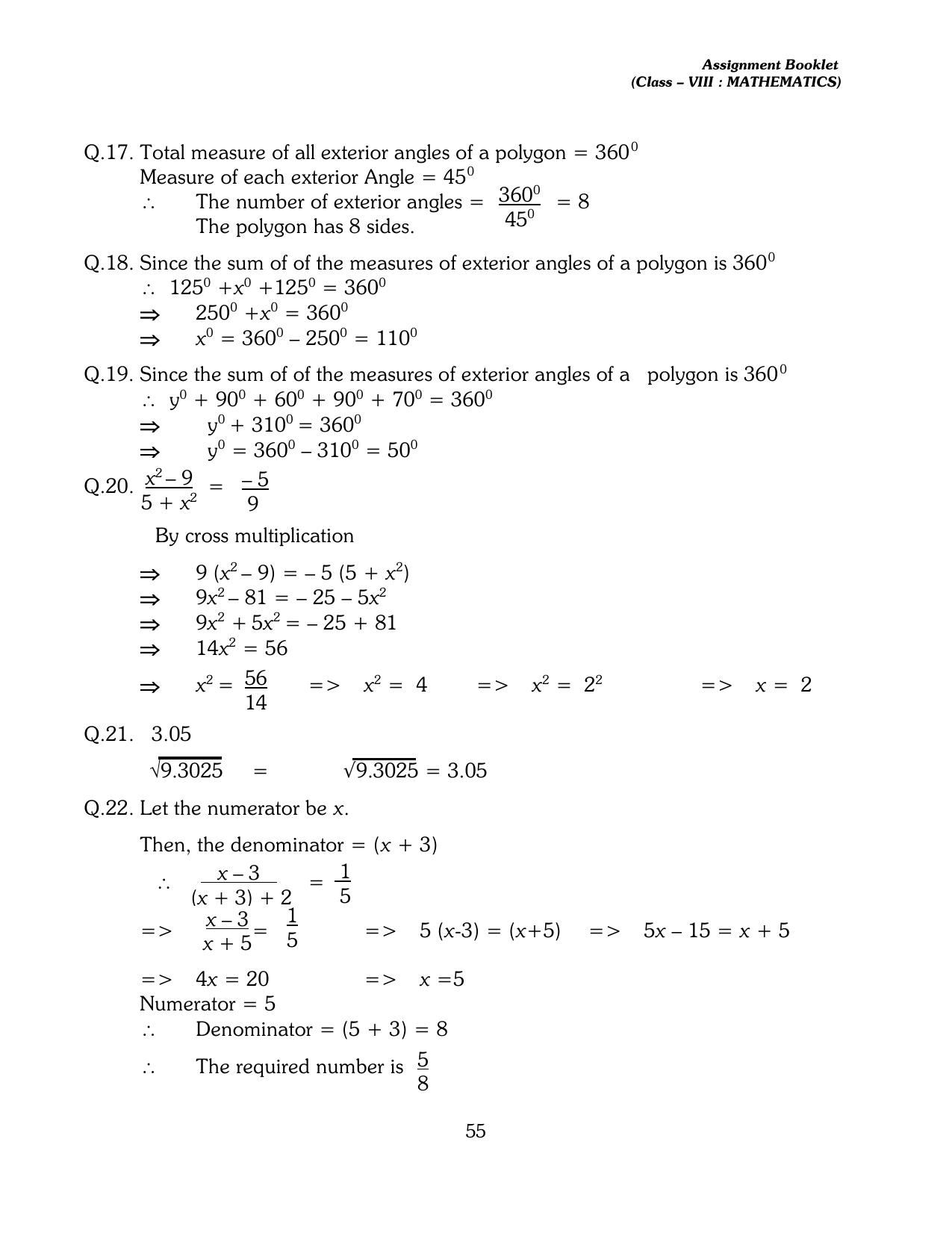 CBSE Worksheets for Class 8 Mathematics Assignment 13 - Page 45