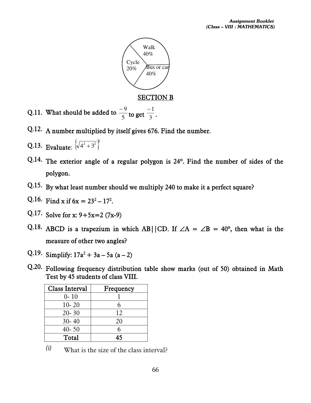 CBSE Worksheets for Class 8 Mathematics Assignment 13 - Page 56