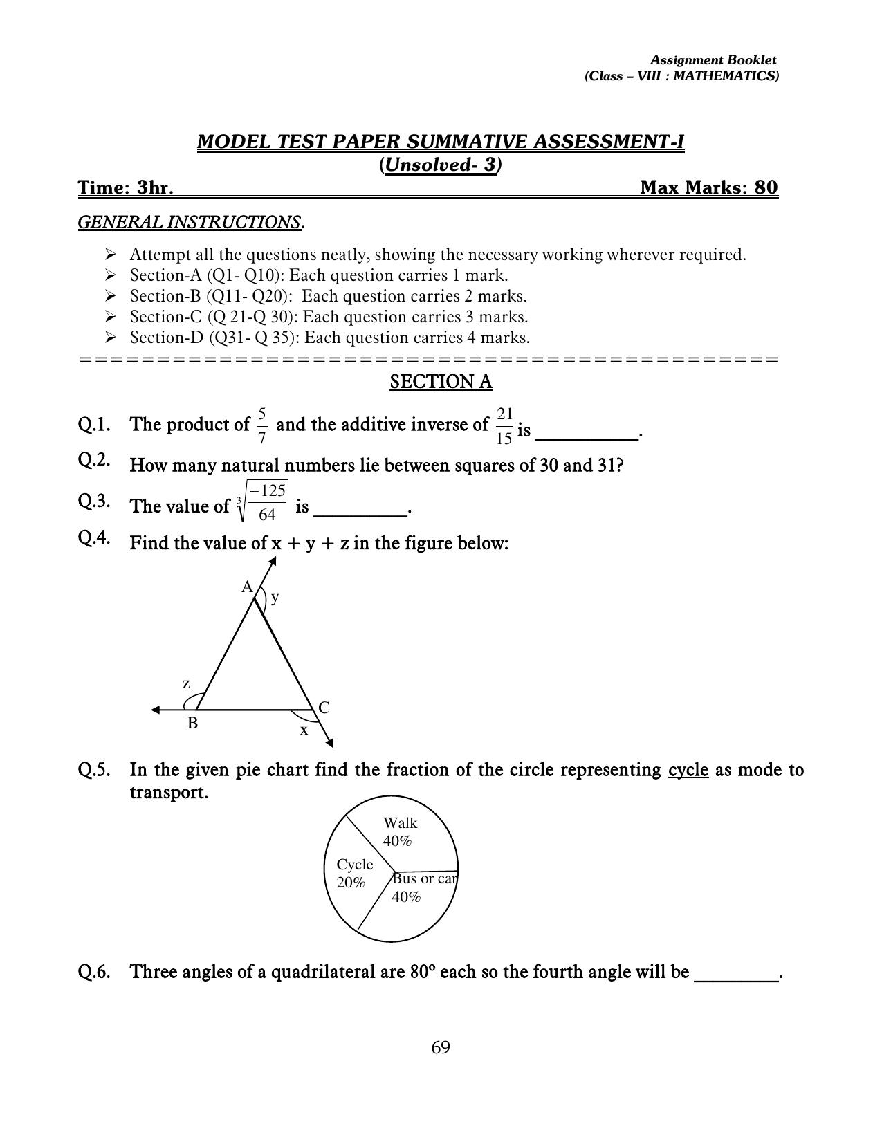 CBSE Worksheets for Class 8 Mathematics Assignment 13 - Page 59