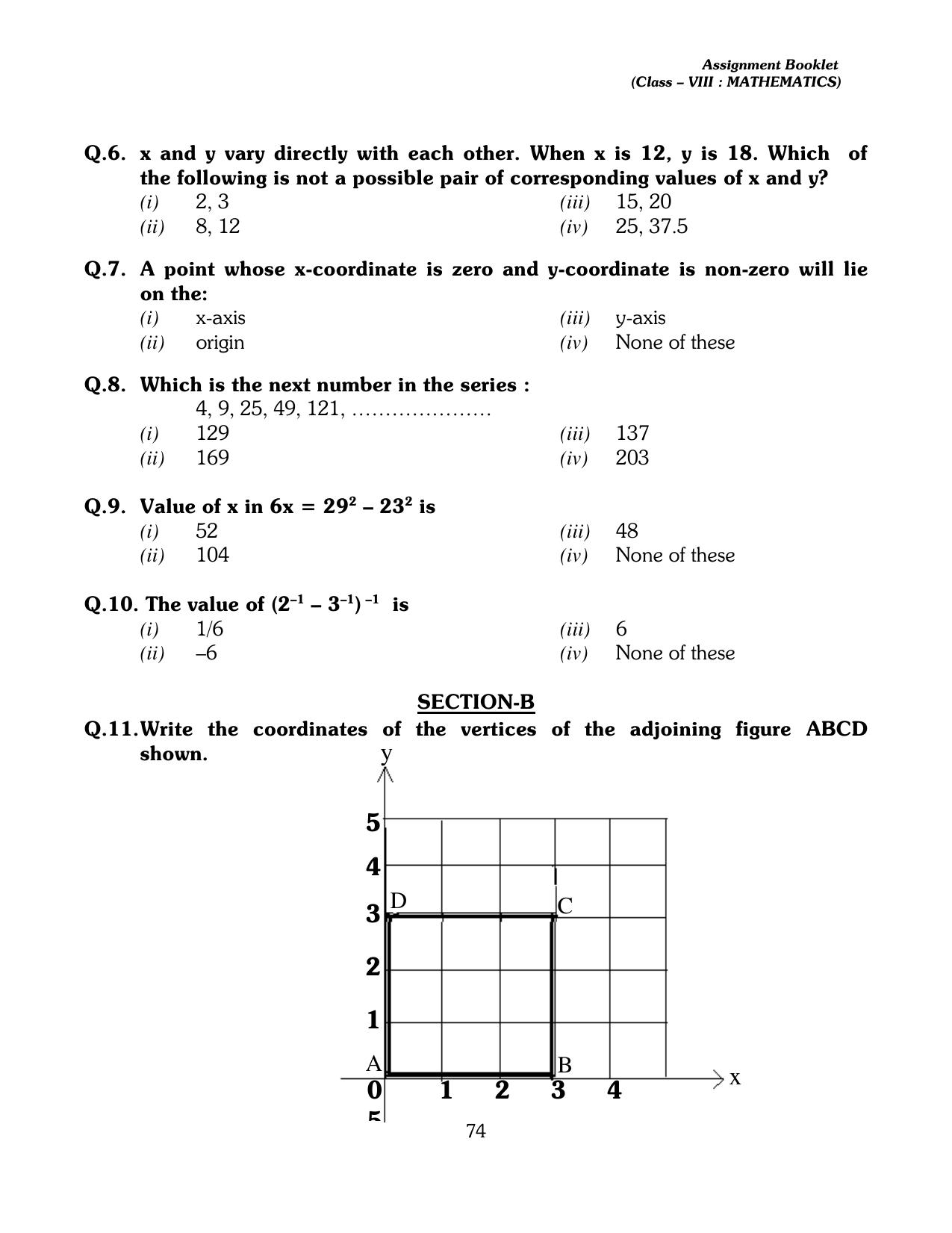 CBSE Worksheets for Class 8 Mathematics Assignment 13 - Page 64