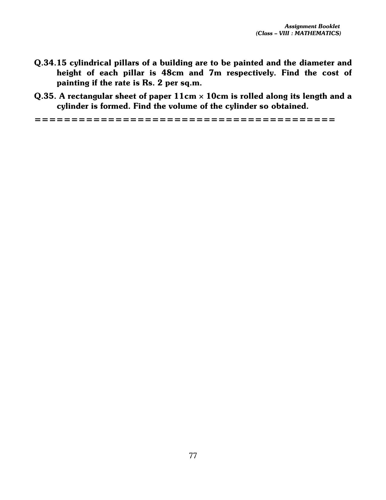 CBSE Worksheets for Class 8 Mathematics Assignment 13 - Page 67