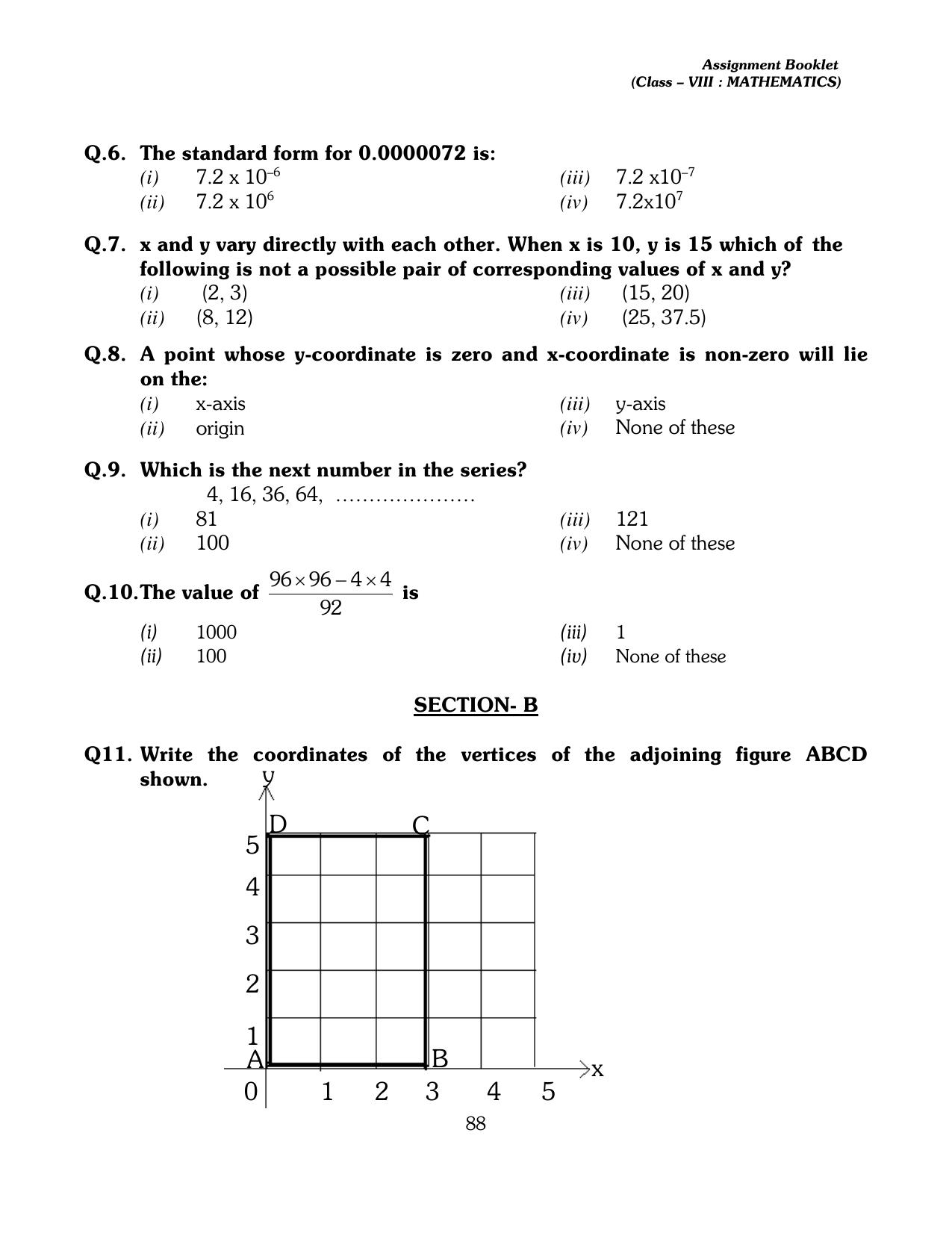 CBSE Worksheets for Class 8 Mathematics Assignment 13 - Page 78