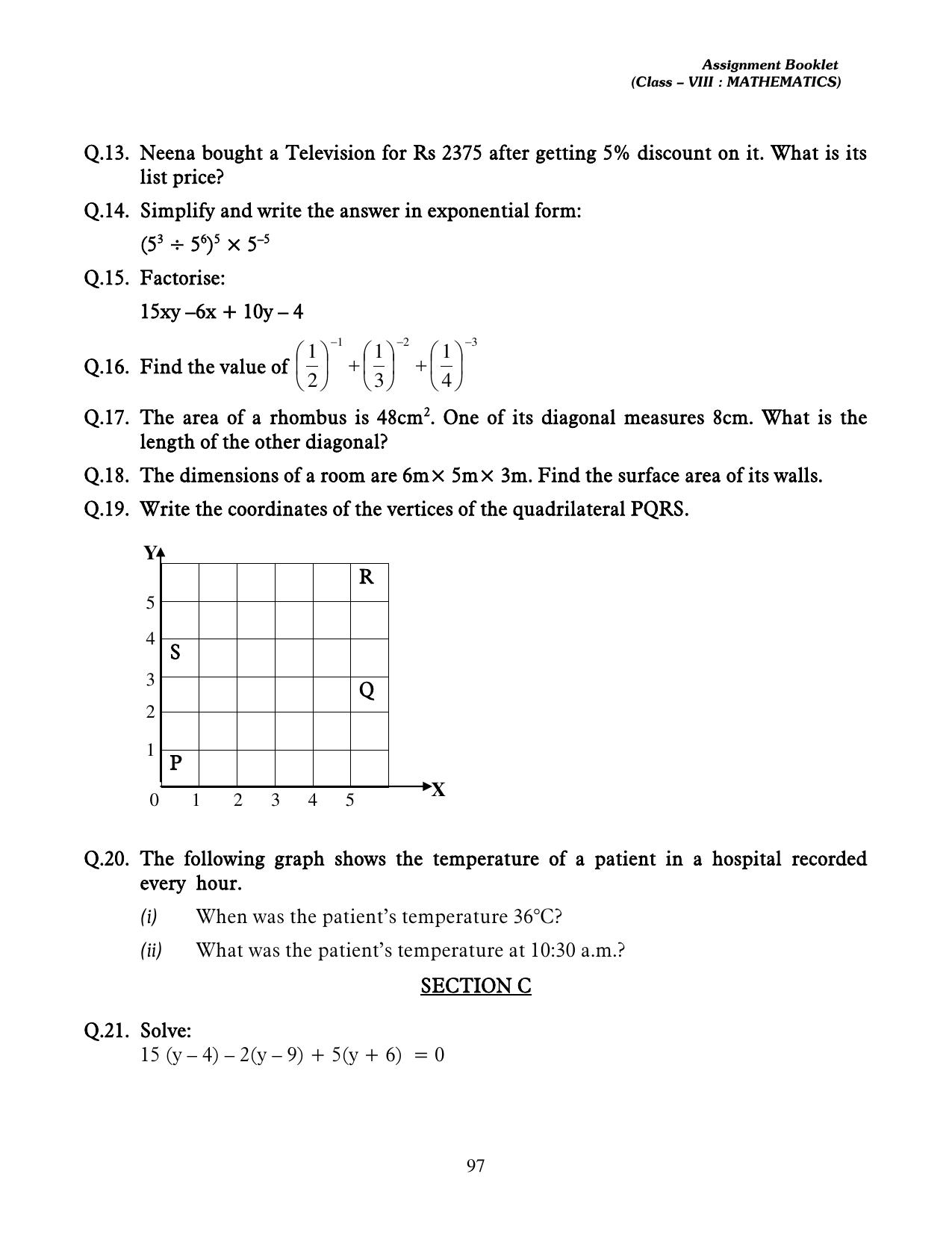 CBSE Worksheets for Class 8 Mathematics Assignment 13 - Page 87