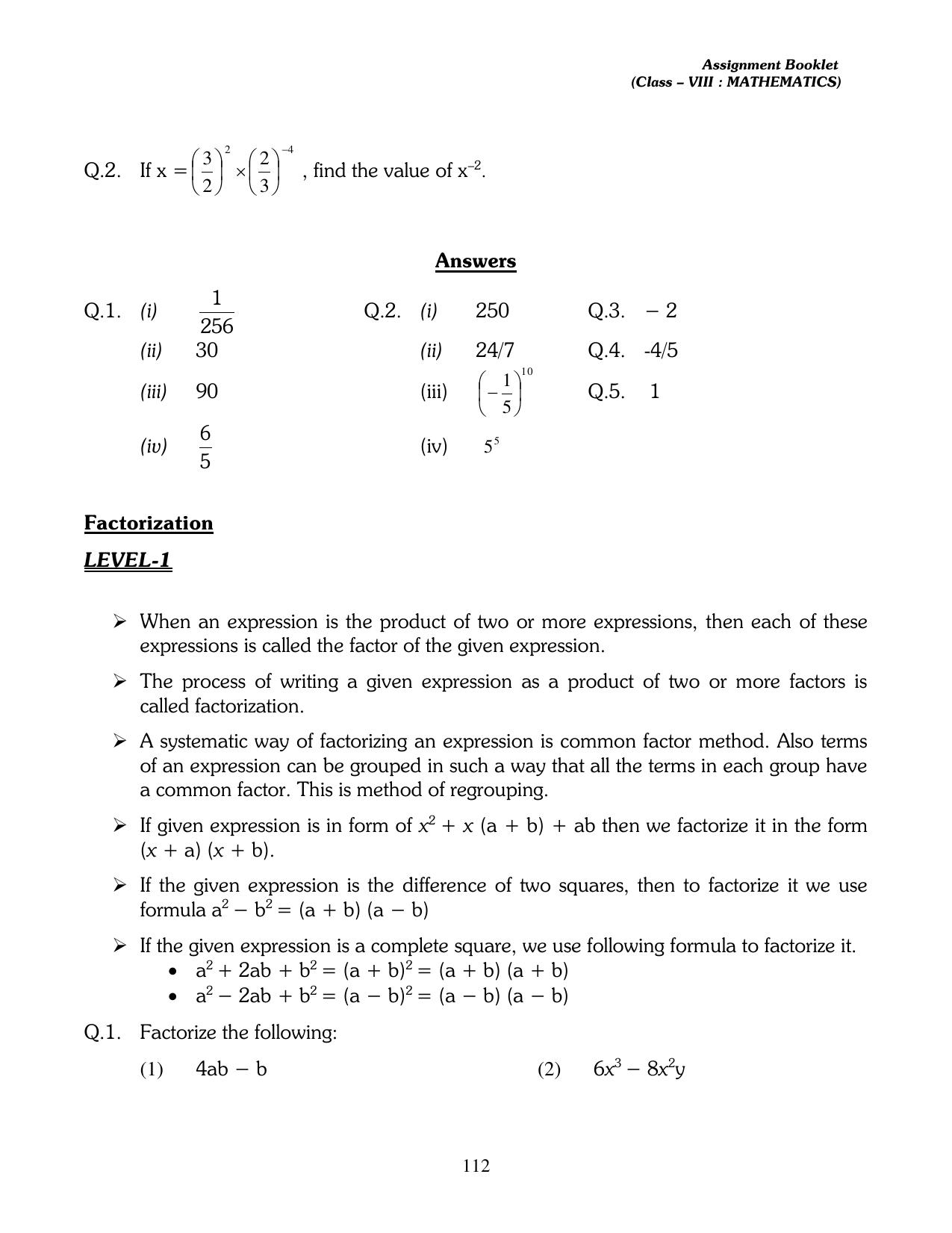 CBSE Worksheets for Class 8 Mathematics Assignment 13 - Page 102