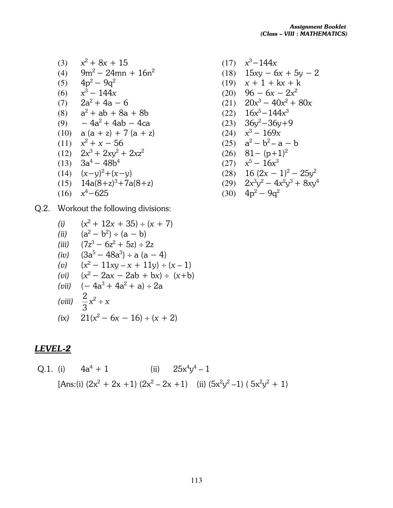 CBSE Worksheets for Class 8 Mathematics Assignment 13 - Page 103
