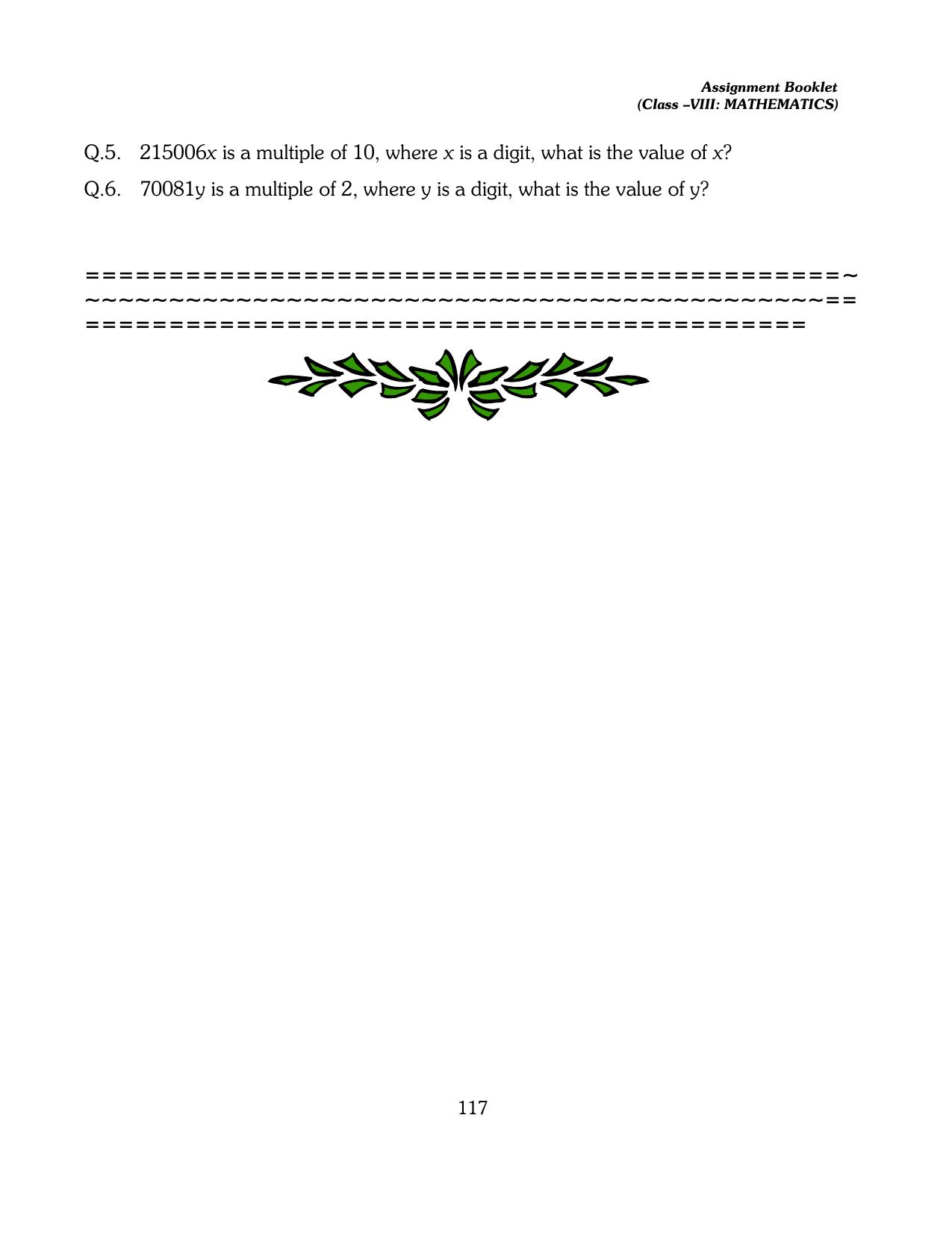 CBSE Worksheets for Class 8 Mathematics Assignment 13 - Page 107