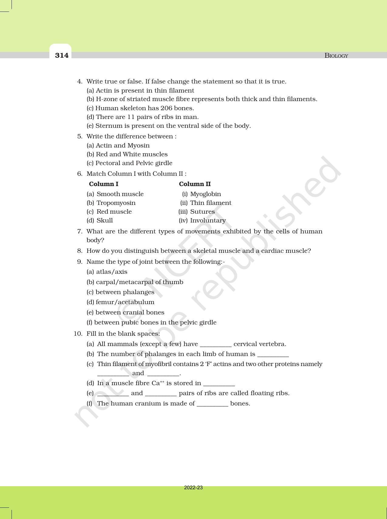 NCERT Book For Class 11 Biology Chapter 20 Locomotion