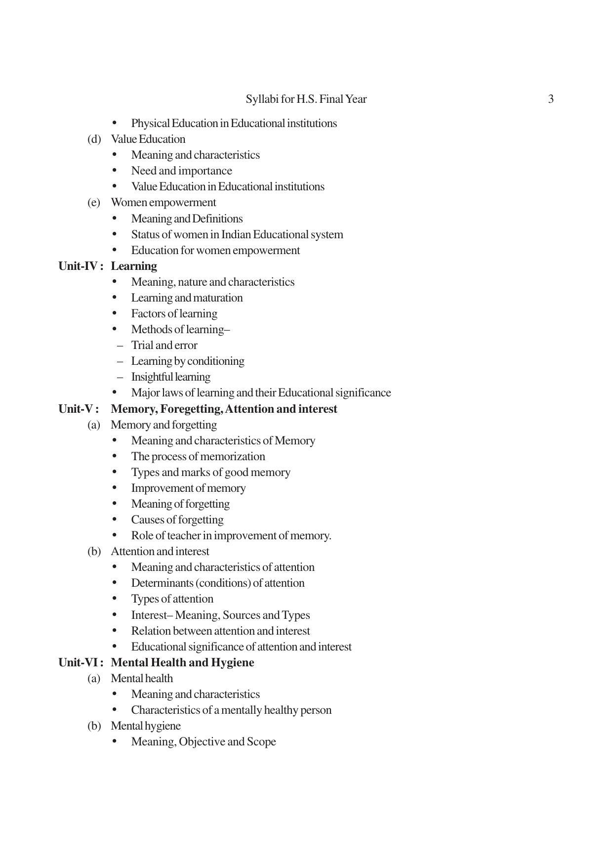 AHSEC 2nd Year Education Syllabus - Page 3