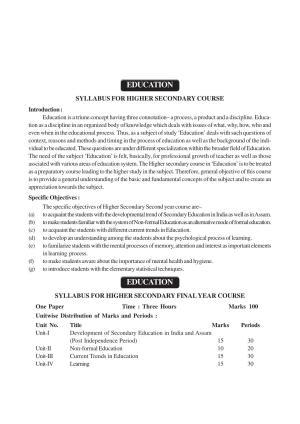 AHSEC 2nd Year Education Syllabus